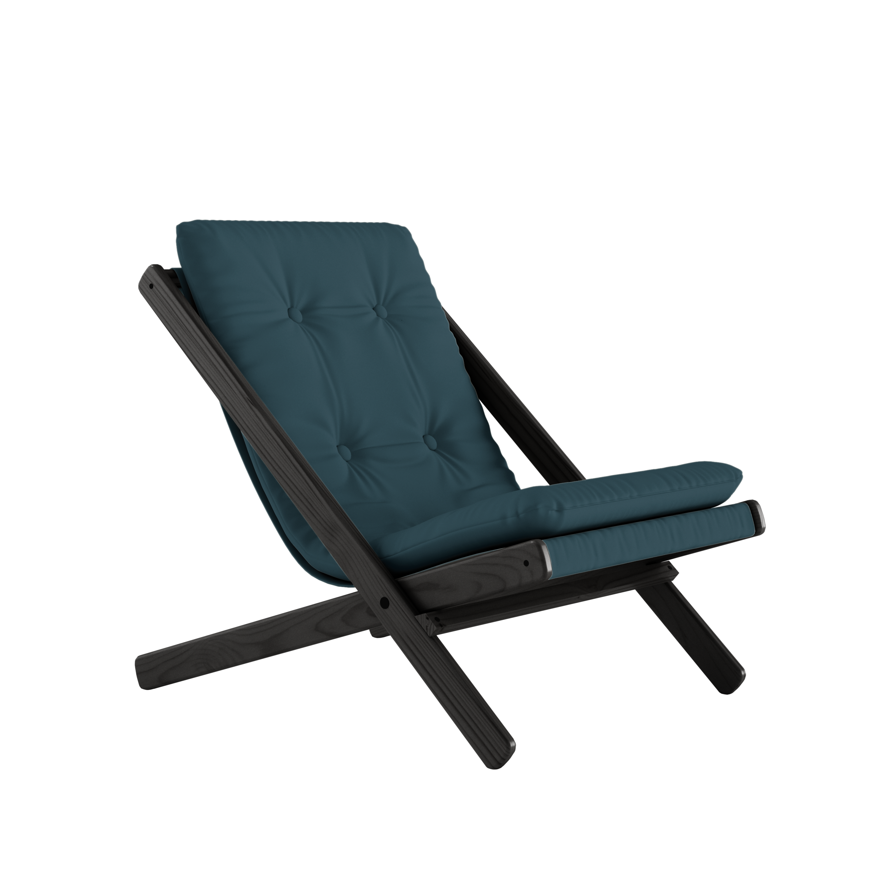 BOOGIE BLACK LACQUERED BEECH W. BOOGIE MATTRESS PETROL BLUE