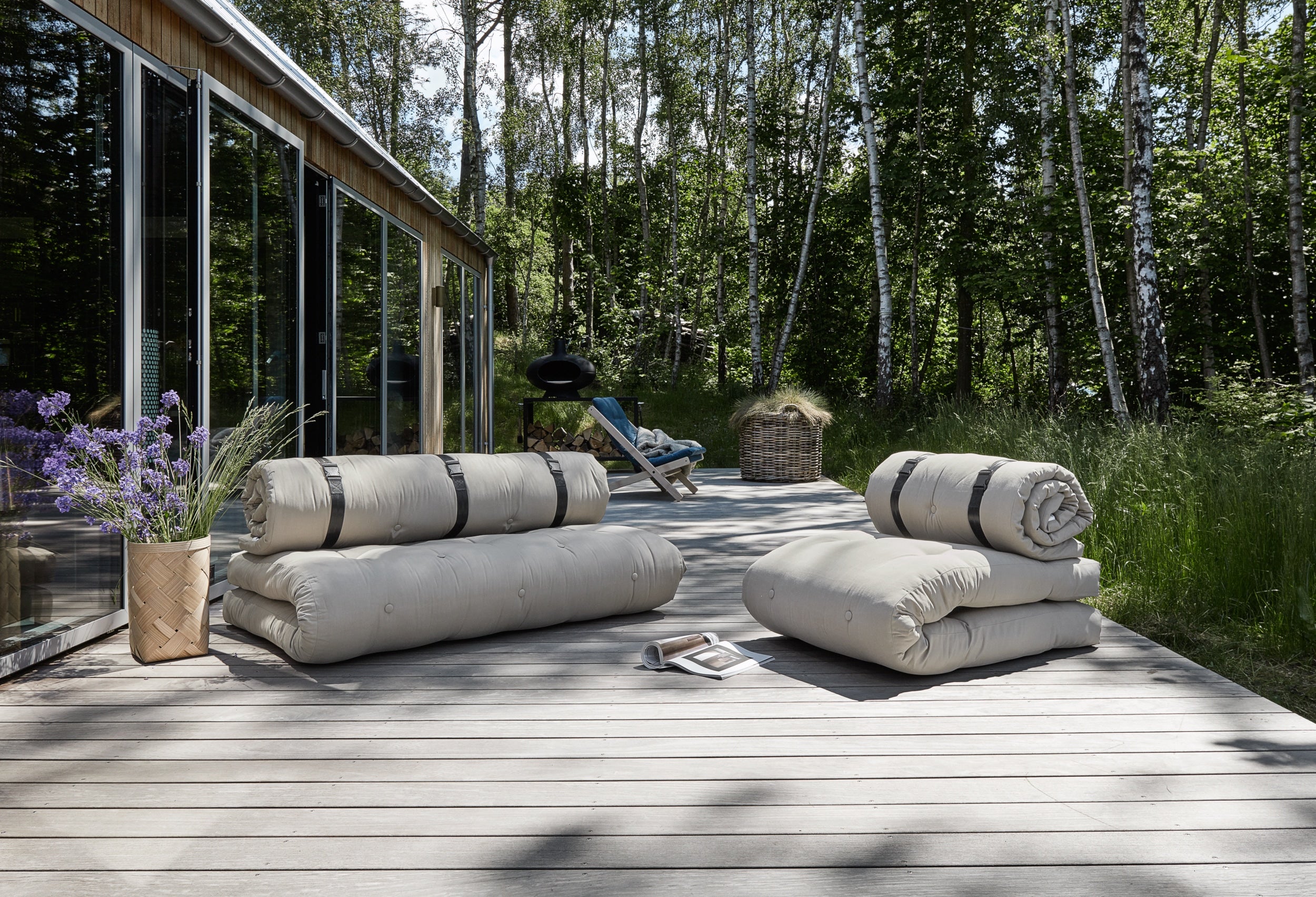 BUCKLE-UP SOFA OUT™ BEIGE W. 3 BLACK NYLON BELTS