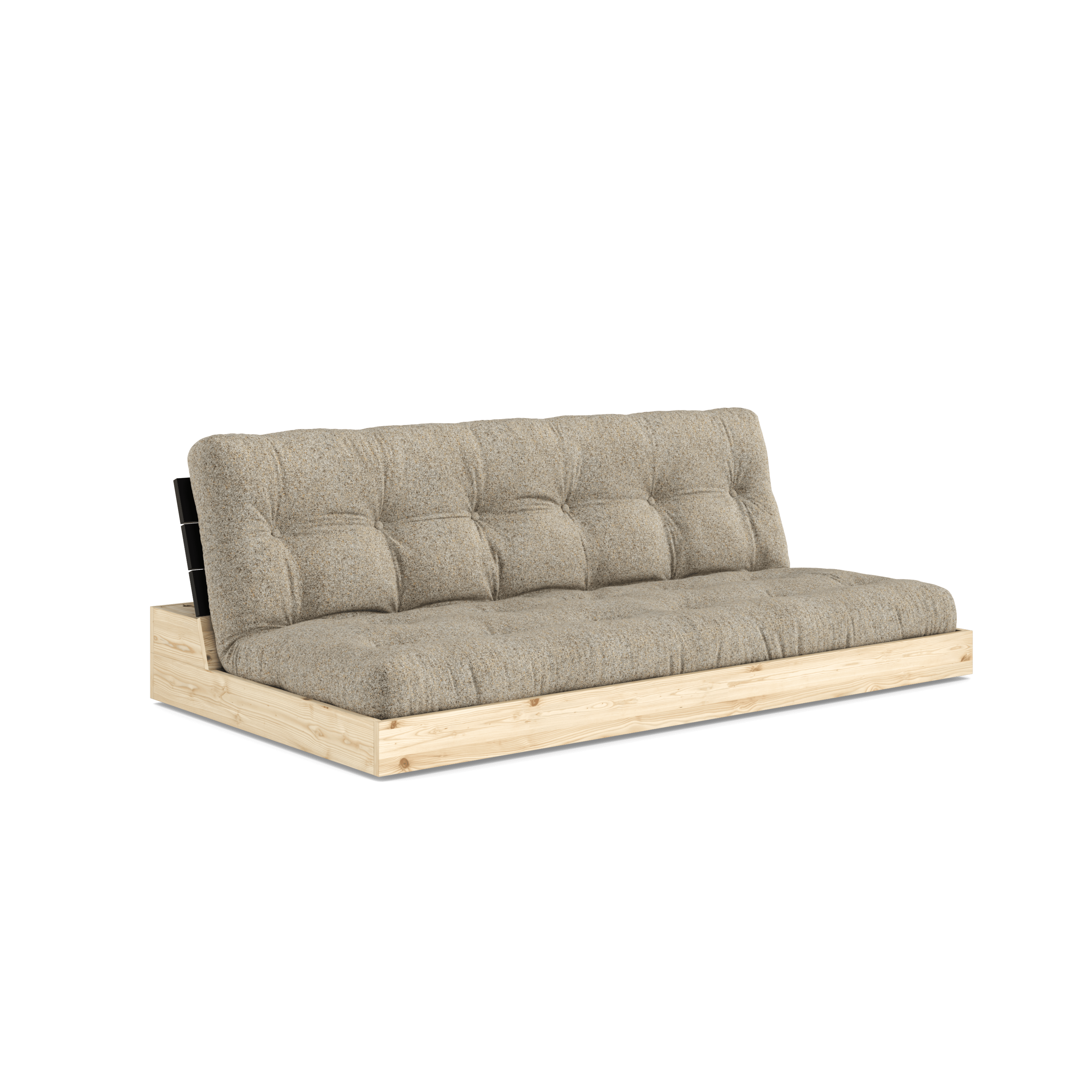 BASE BLACK NIGHT LACQUERED W. 5-LAYER MIXED MATTRESS WARM SAND