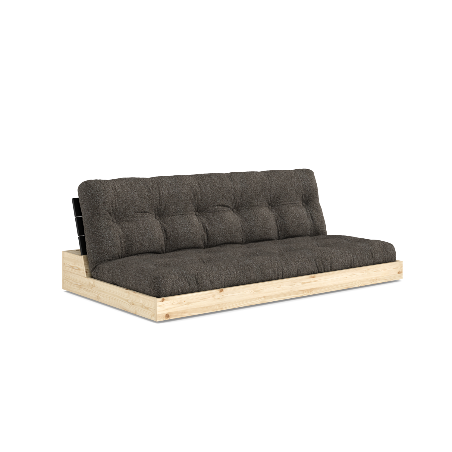 BASE BLACK NIGHT LACQUERED W. 5-LAYER MIXED MATTRESS MELLOW BROWN