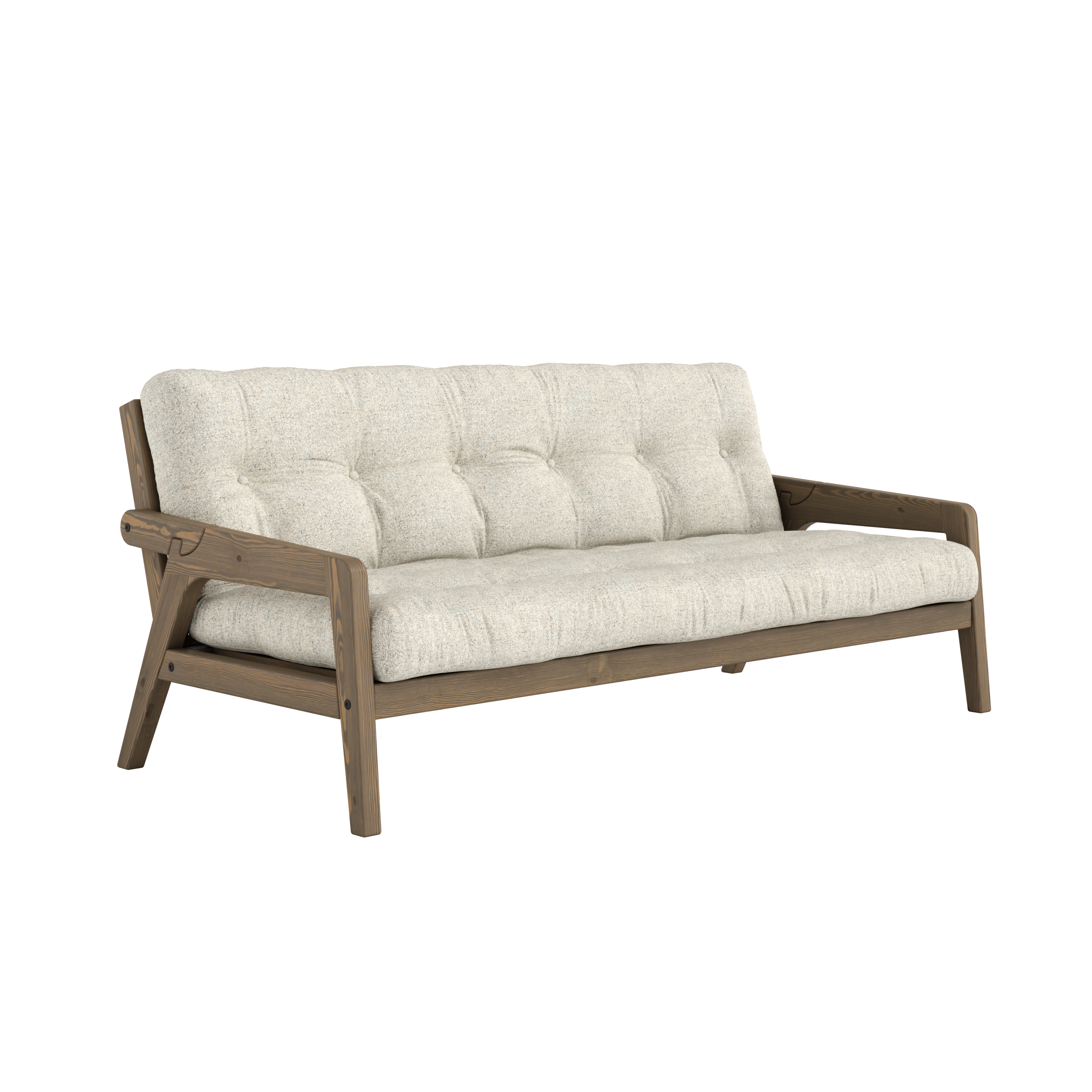 GRAB CAROB BROWN LACQUERED W. 5-LAYER MIXED MATTRESS SOFT CHALK