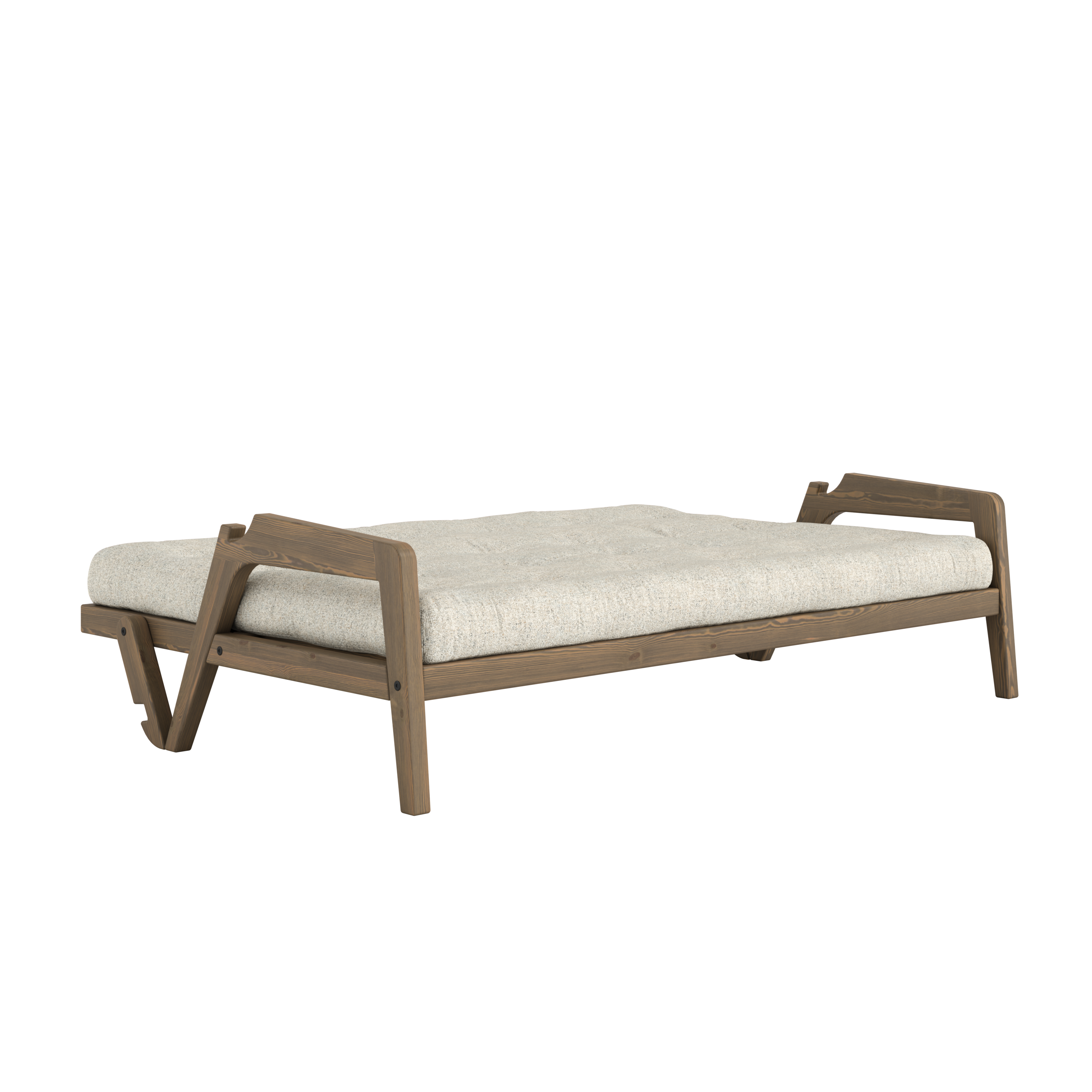 GRAB CAROB BROWN LACQUERED W. 5-LAYER MIXED MATTRESS SOFT CHALK
