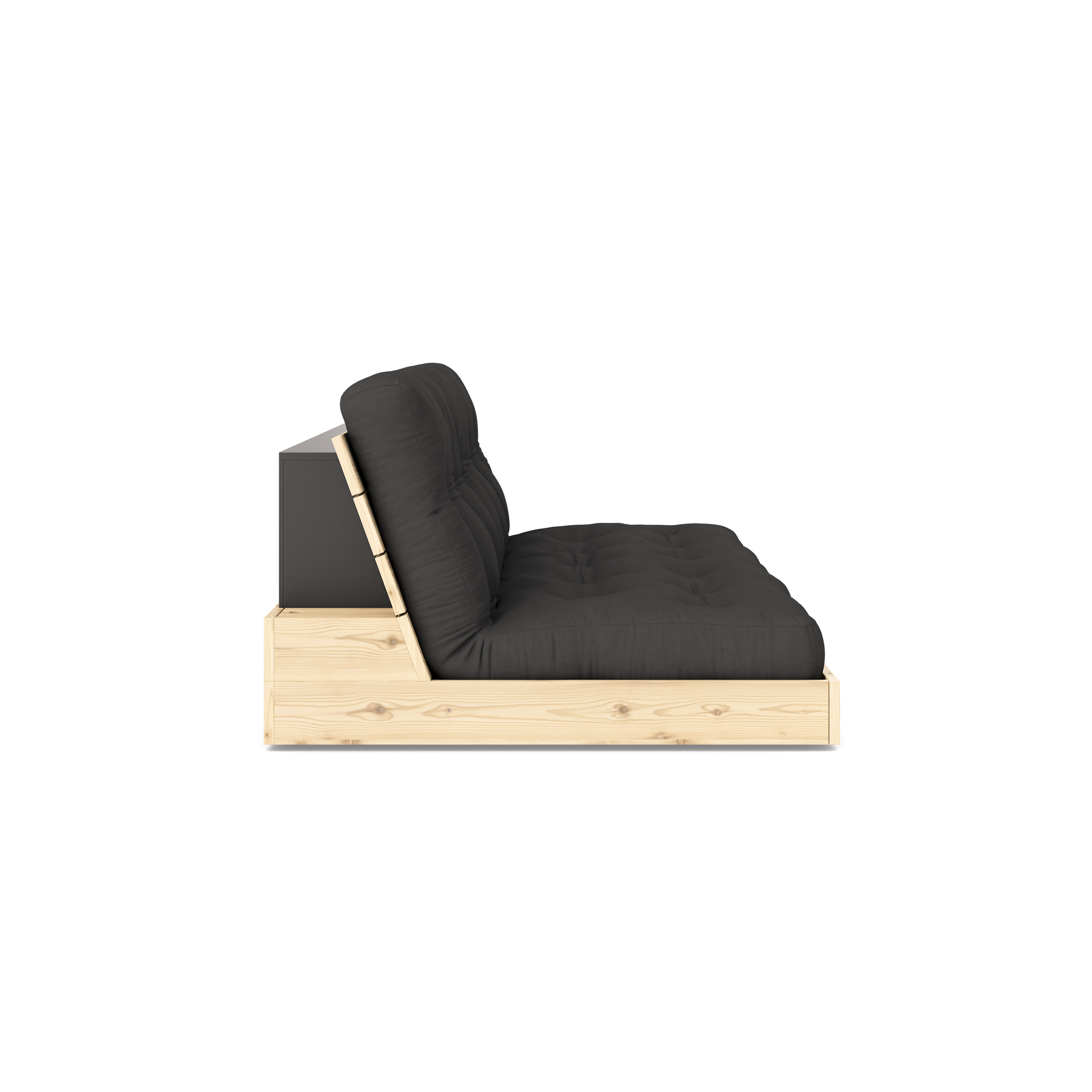 BASE CLEAR LACQUERED W. 5-LAYER MIXED MATTRESS DARK GREY