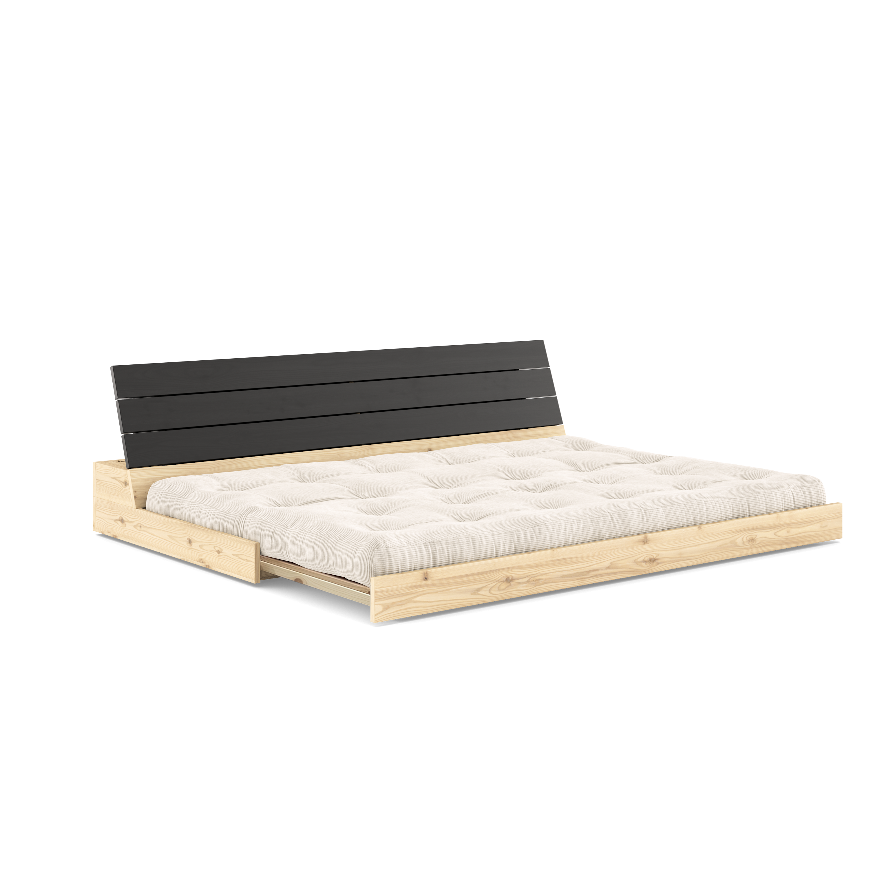 BASE BLACK NIGHT LACQUERED W. 5-LAYER MIXED MATTRESS IVORY