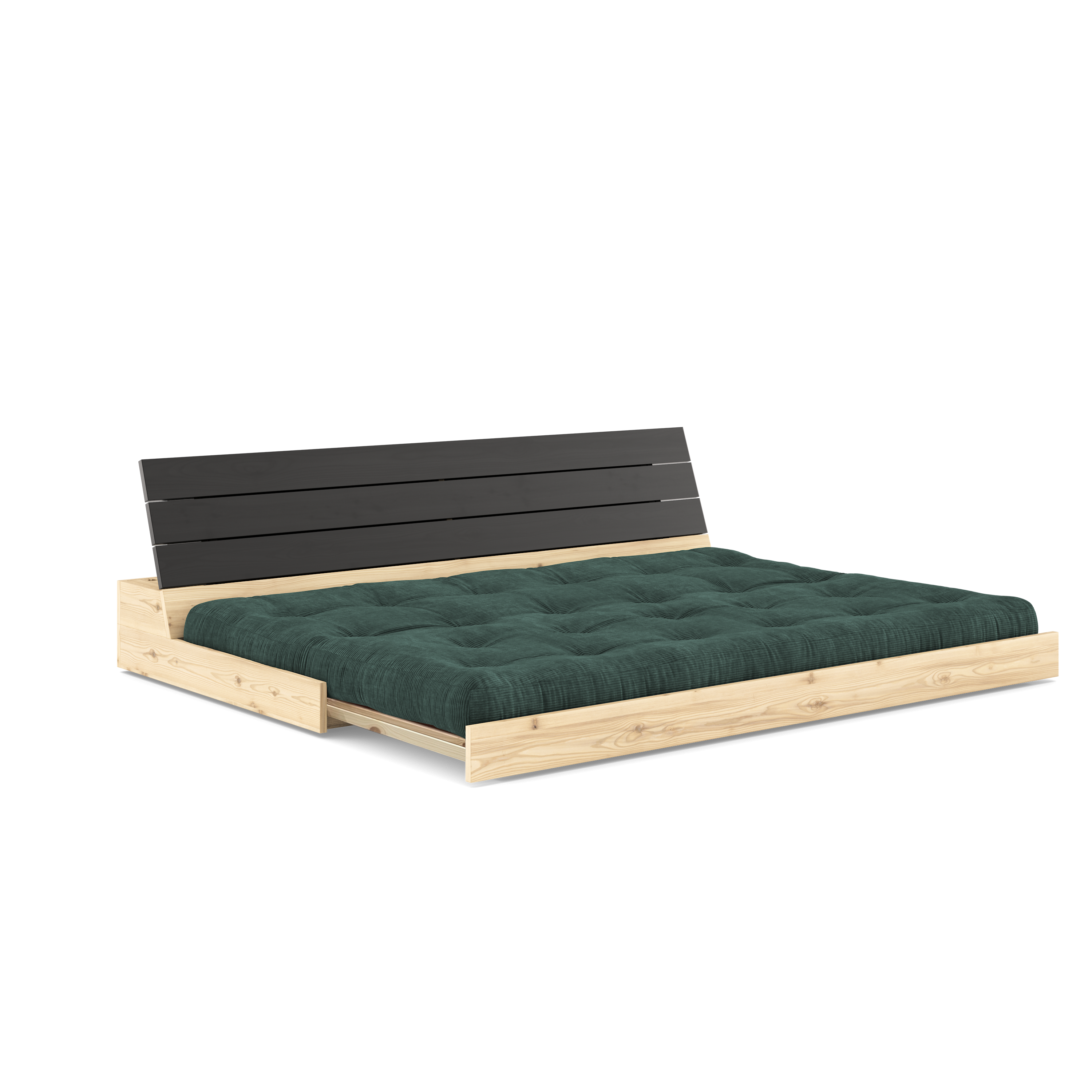 BASE BLACK NIGHT LACQUERED W. 5-LAYER MIXED MATTRESS SEAWEED