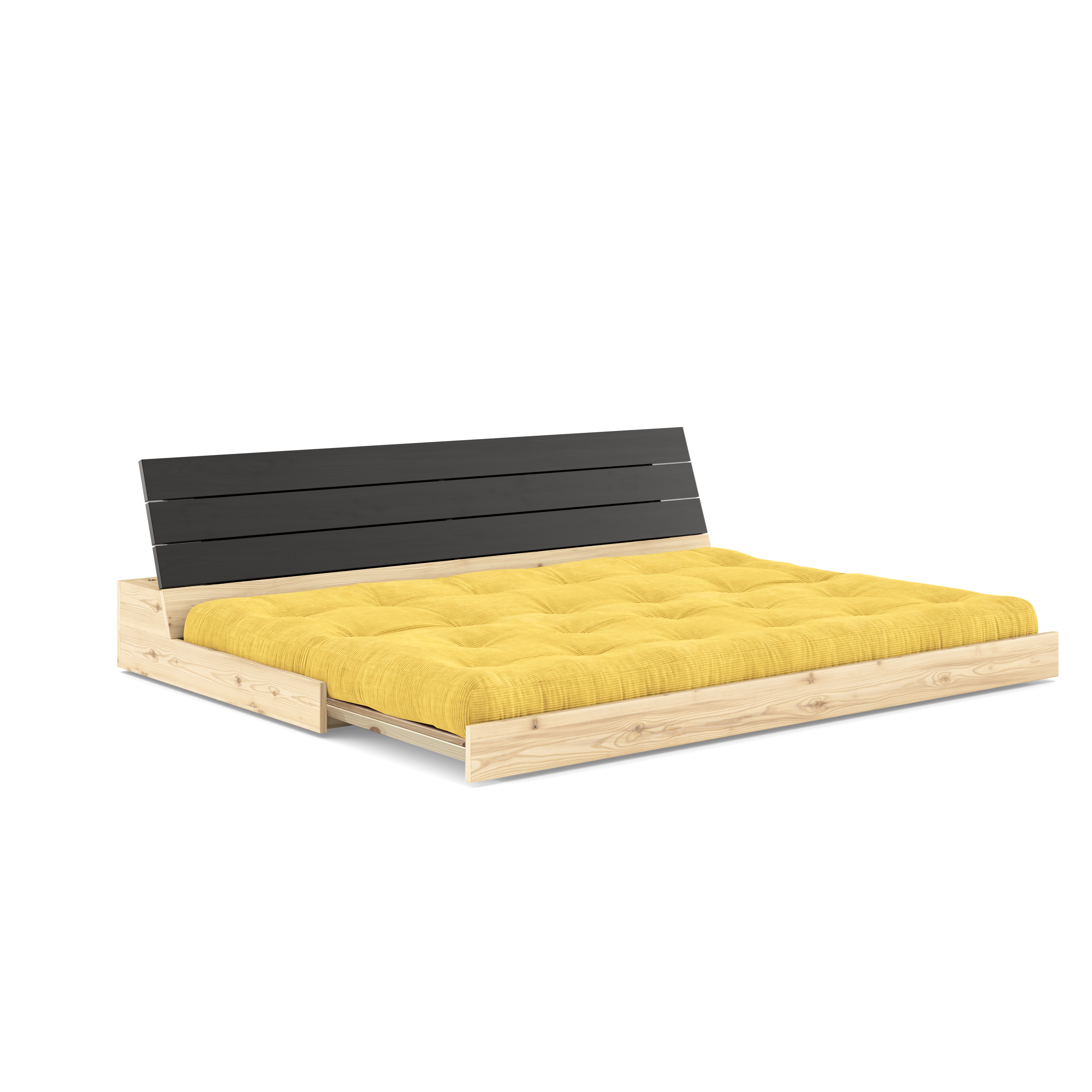 BASE BLACK NIGHT LACQUERED W. 5-LAYER MIXED MATTRESS HONEY