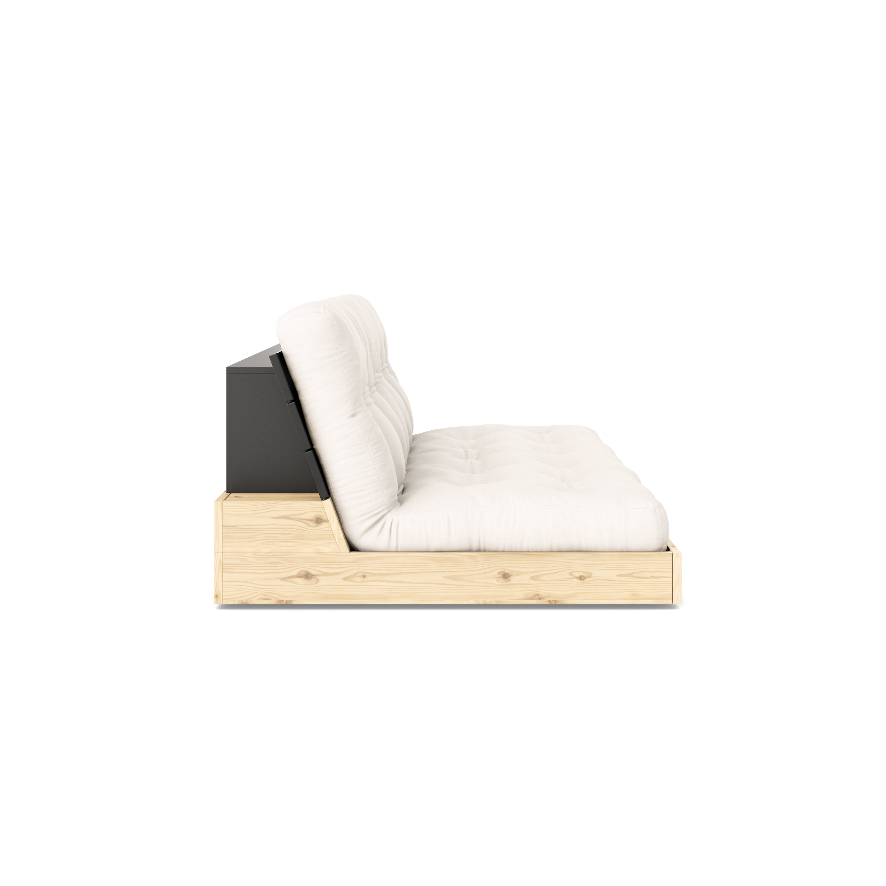 BASE BLACK NIGHT LACQUERED W. 5-LAYER MIXED MATTRESS NATURAL