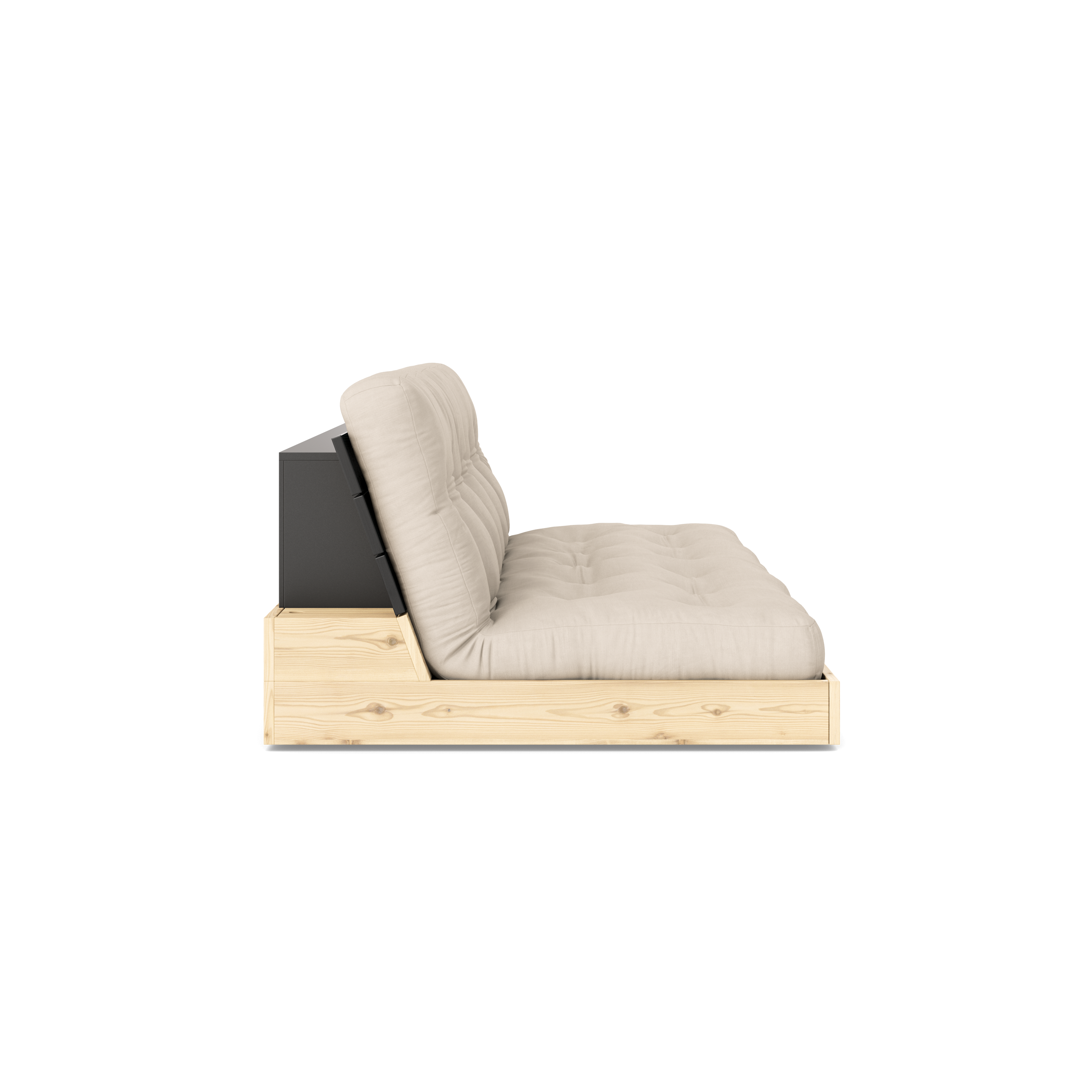 BASE BLACK NIGHT LACQUERED W. 5-LAYER MIXED MATTRESS BEIGE