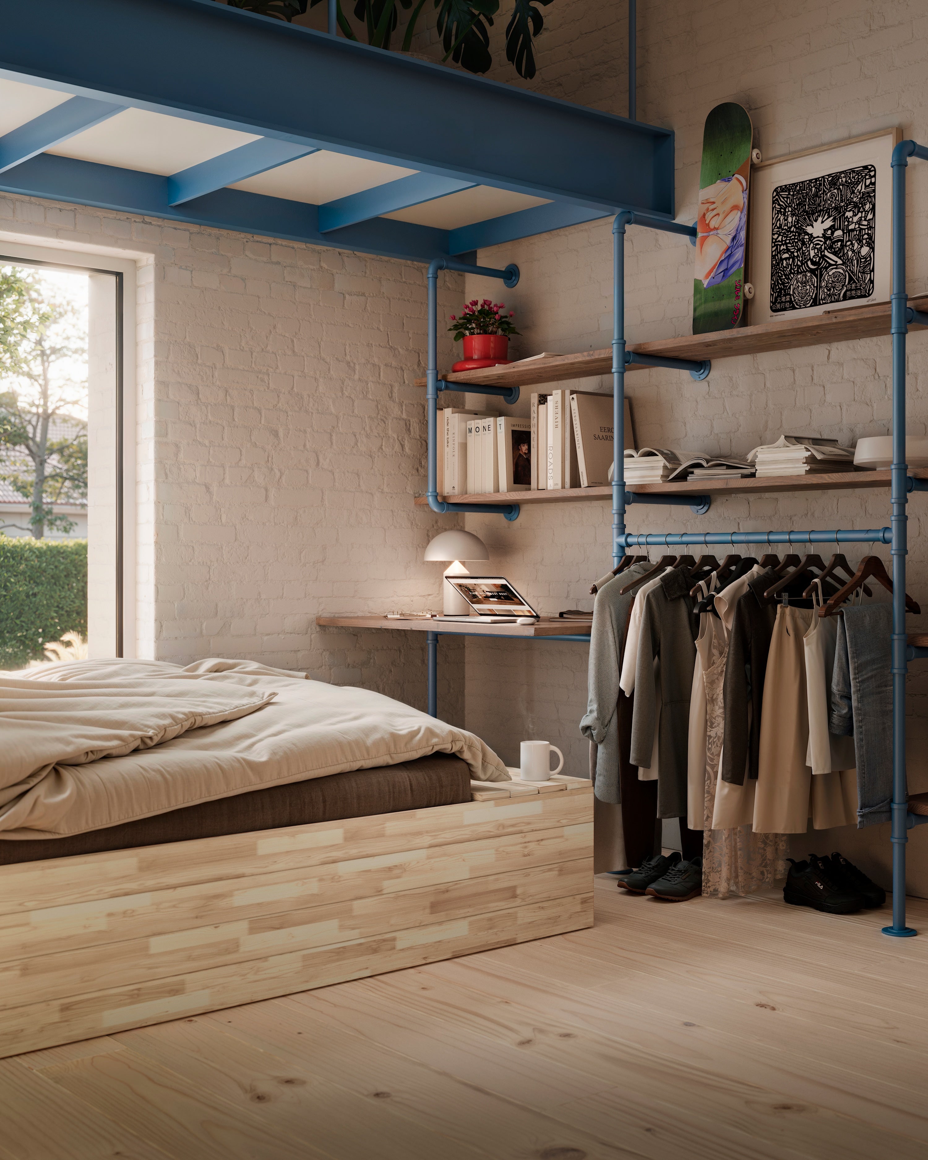 BASEMENT BED CLEAR LACQUERED 160 X 200