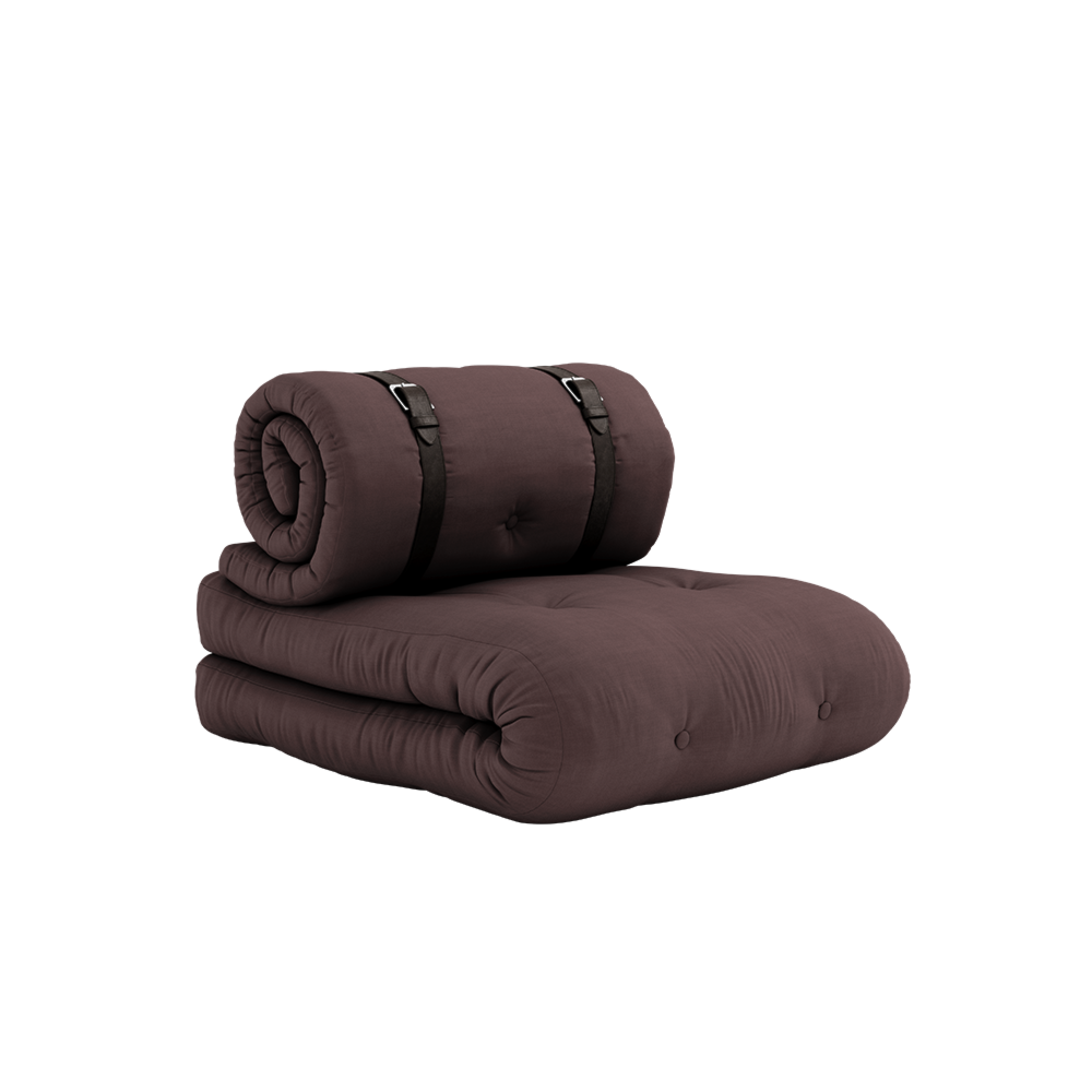 BUCKLE-UP CHAIR BROWN W. 2 BROWN LEATHER BELTS