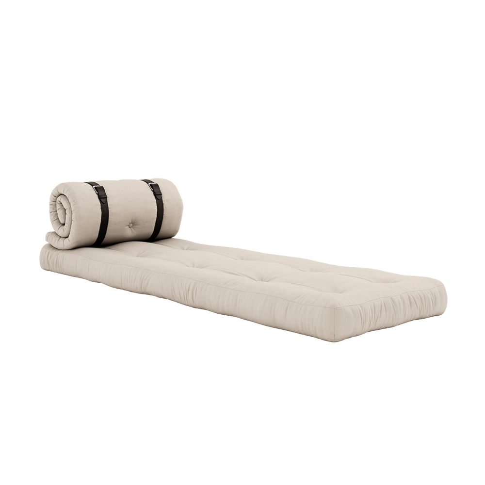 BUCKLE-UP CHAIR BEIGE W. 2 BROWN LEATHER BELTS