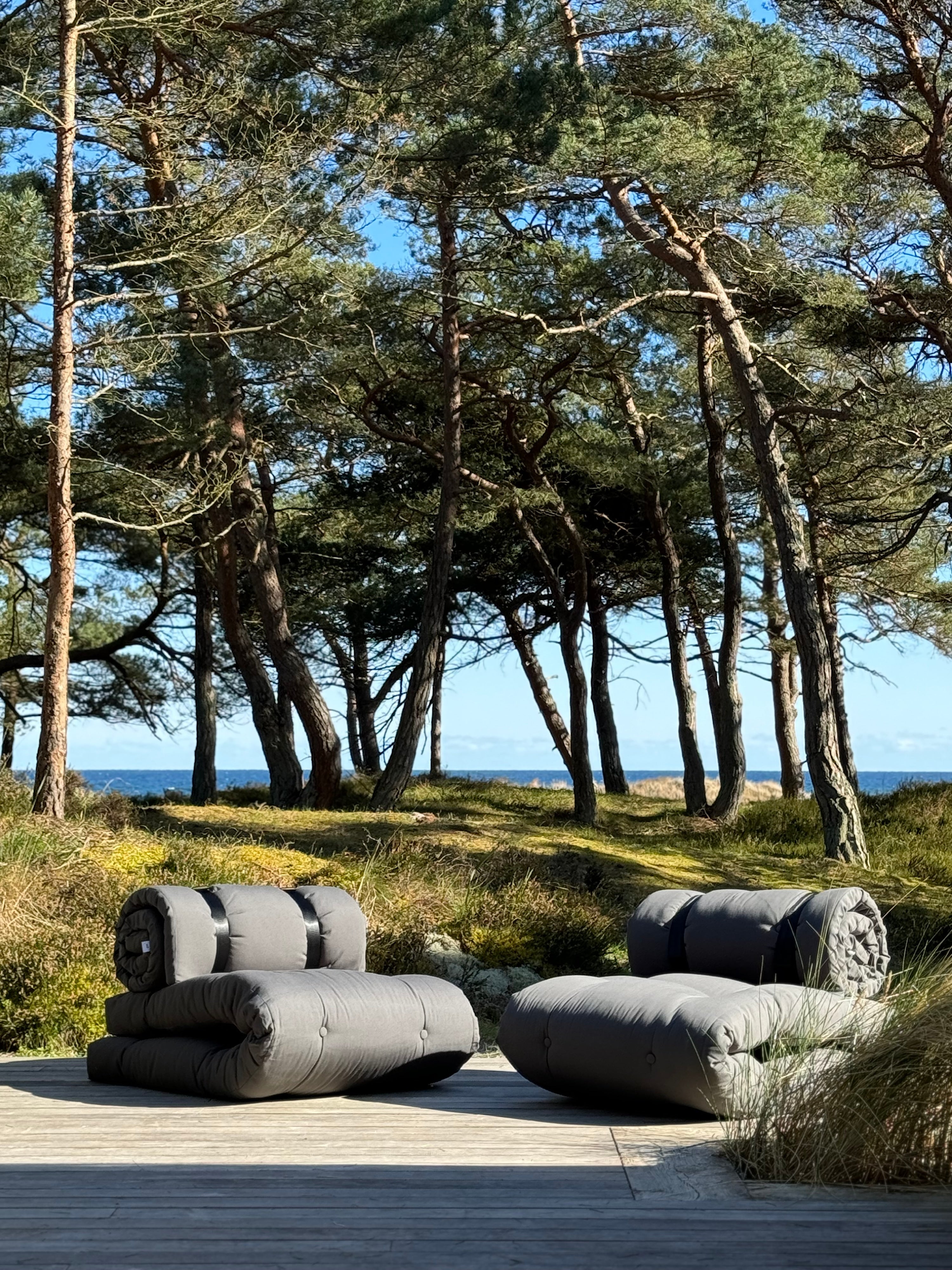 BUCKLE-UP CHAIR OUT™ BEIGE W. 2 BLACK NYLON BELTS