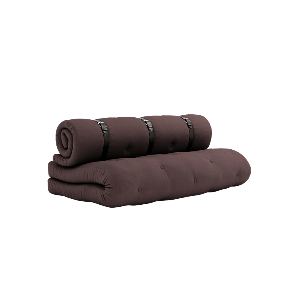 BUCKLE-UP SOFA BROWN W. 3 BROWN LEATHER BELTS