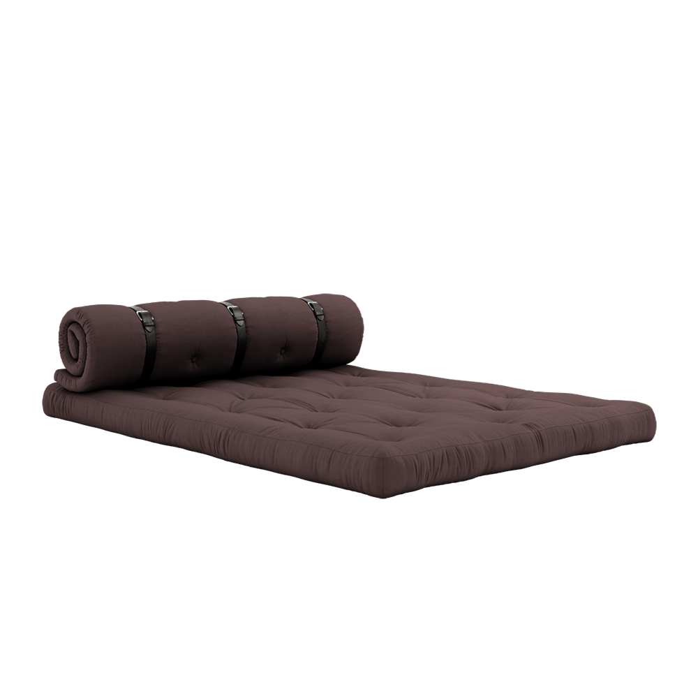 BUCKLE-UP SOFA BROWN W. 3 BROWN LEATHER BELTS