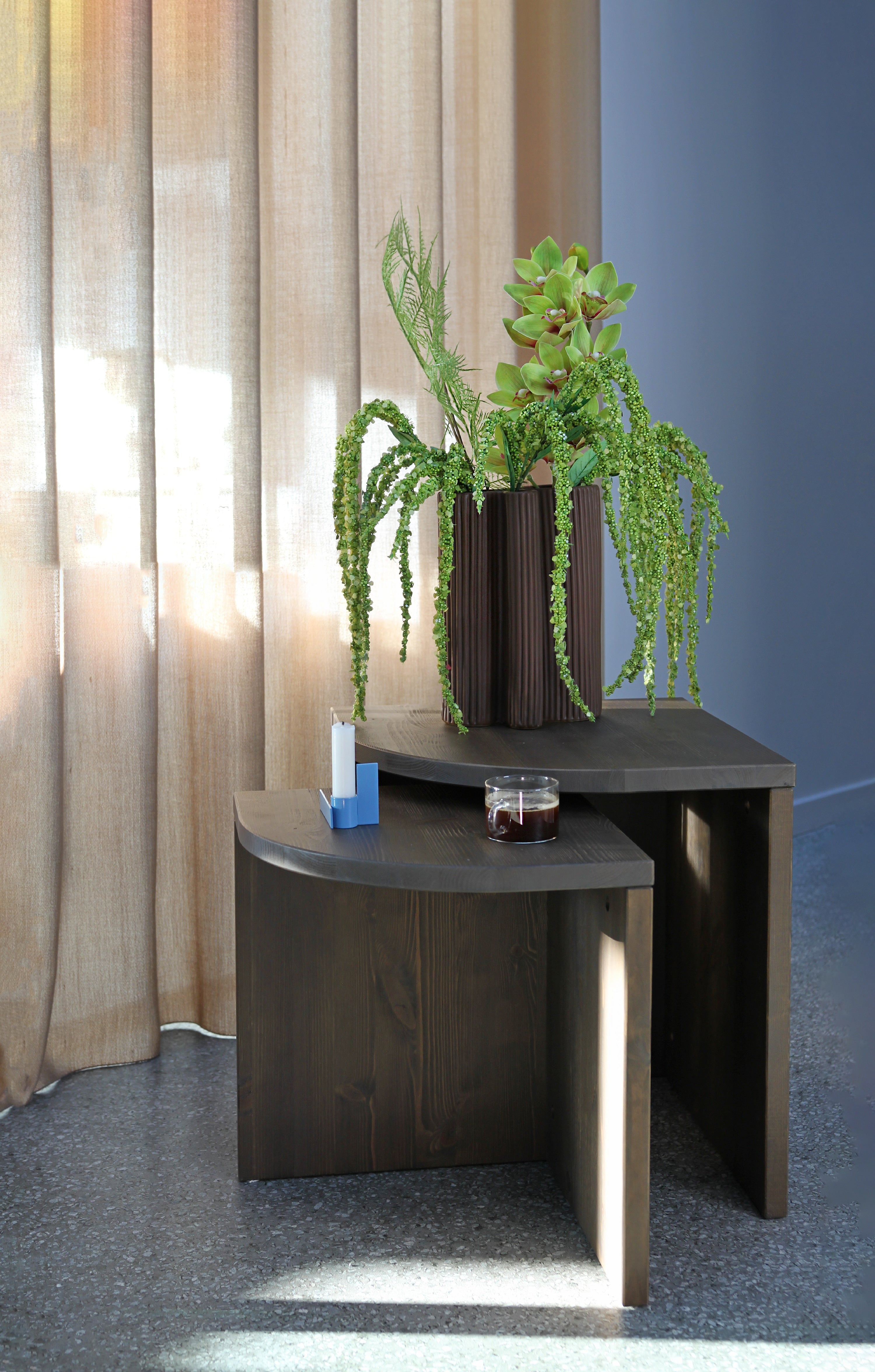 COMBINE SIDE TABLES SET CAROB BROWN