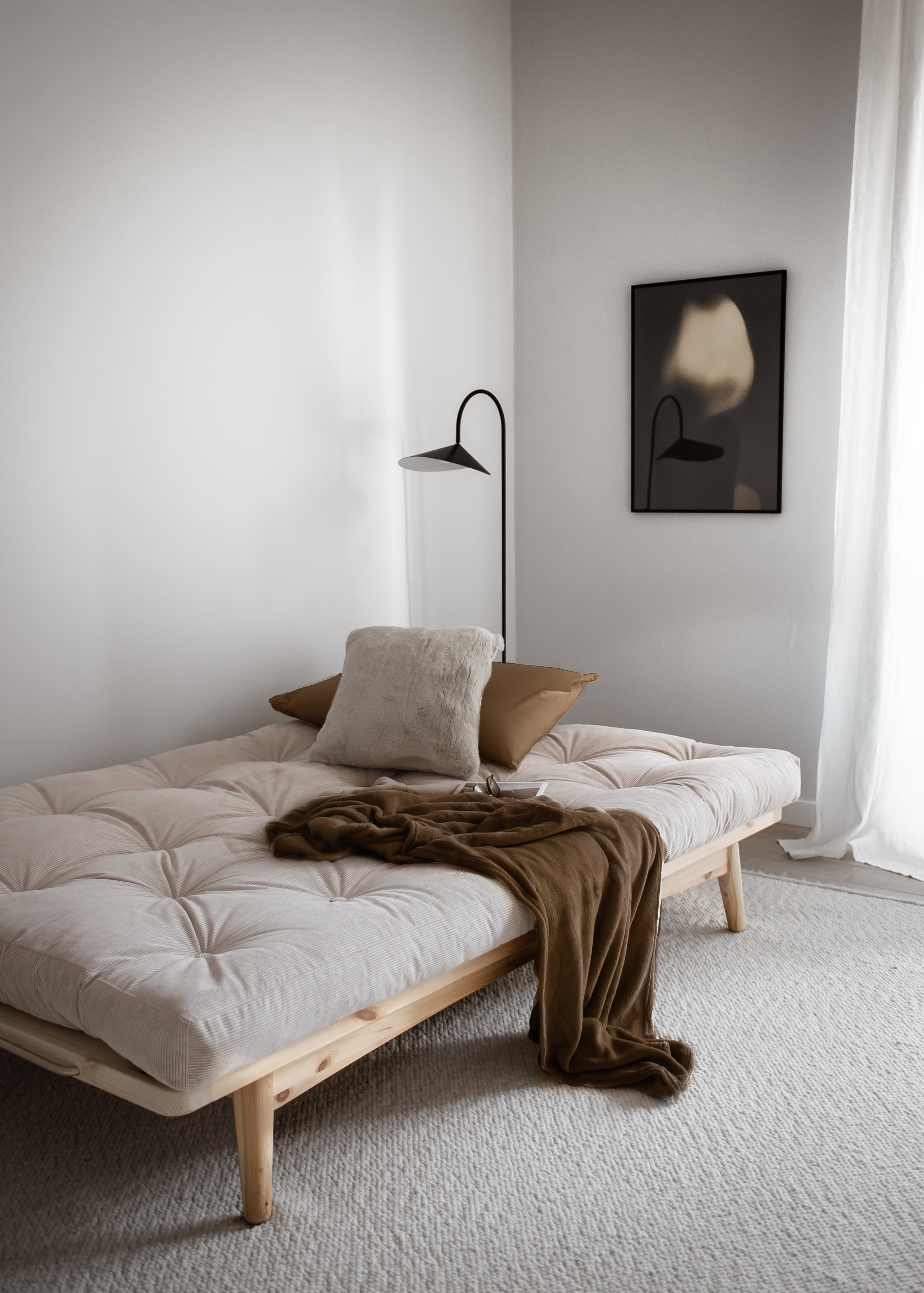 FOLK CLEAR LACQUERED W. 5-LAYER MIXED MATTRESS WHEAT BEIGE