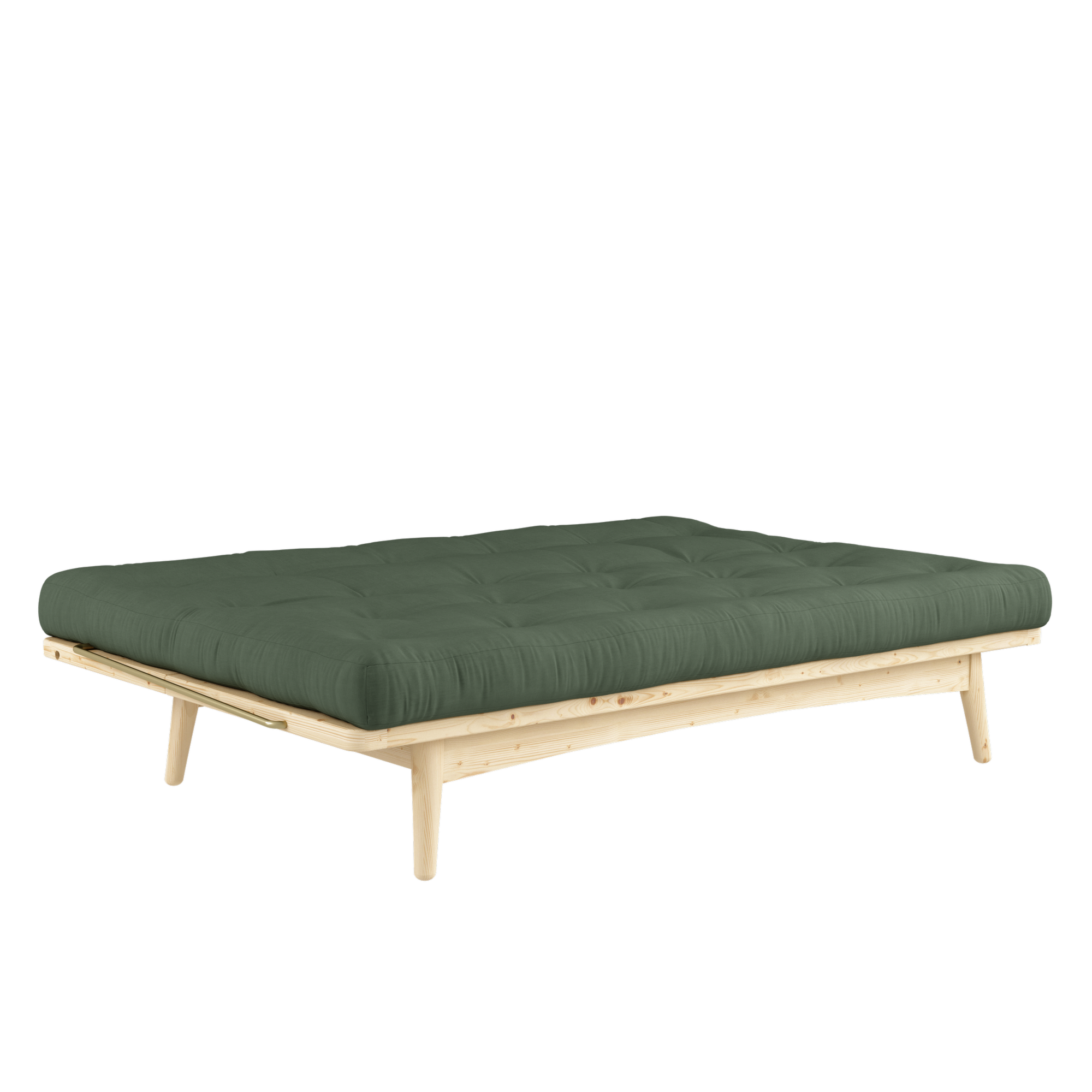 FOLK CLEAR LACQUERED W. 5-LAYER MIXED MATTRESS OLIVE GREEN