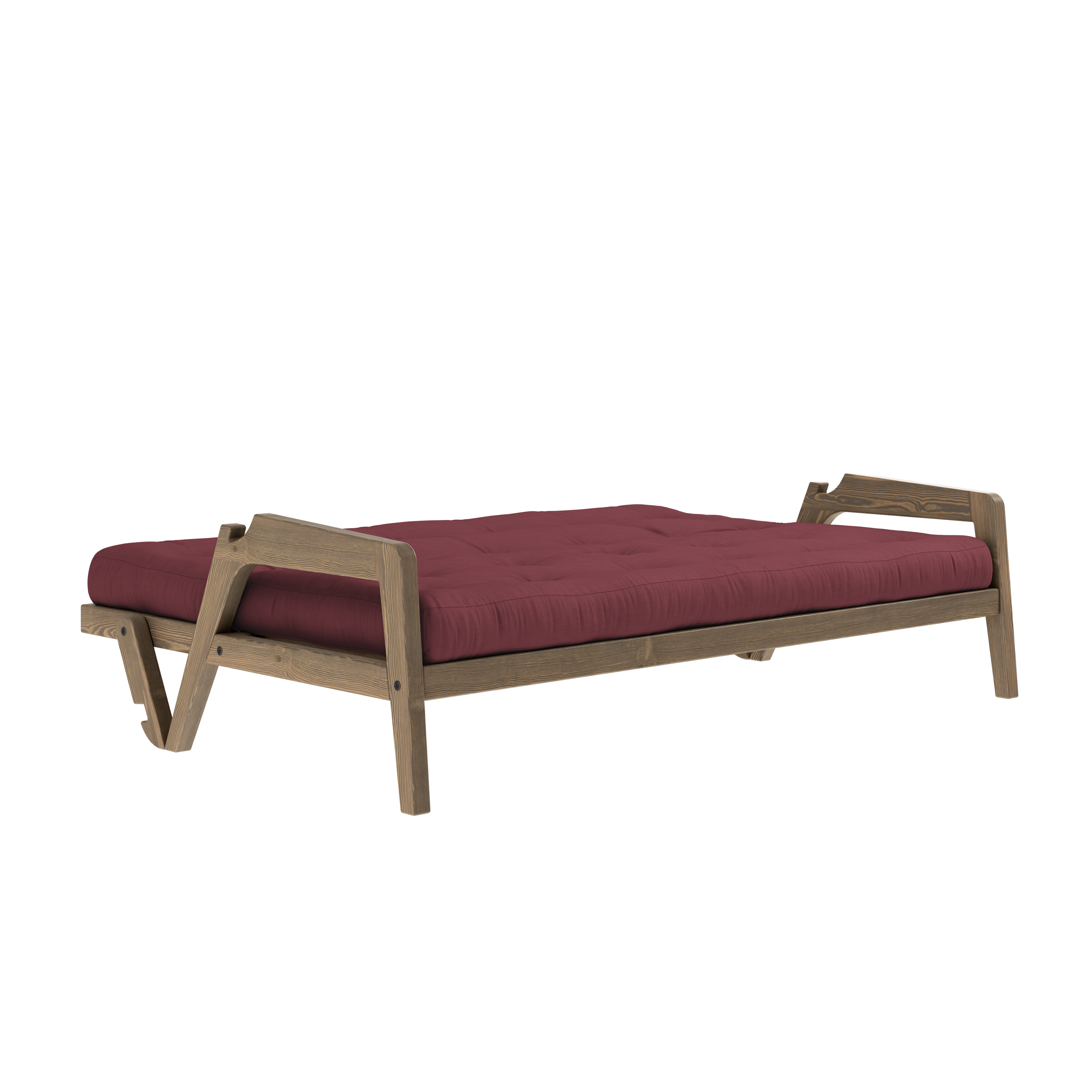 GRAB CAROB BROWN LACQUERED W. 5-LAYER MIXED MATTRESS BORDEAUX