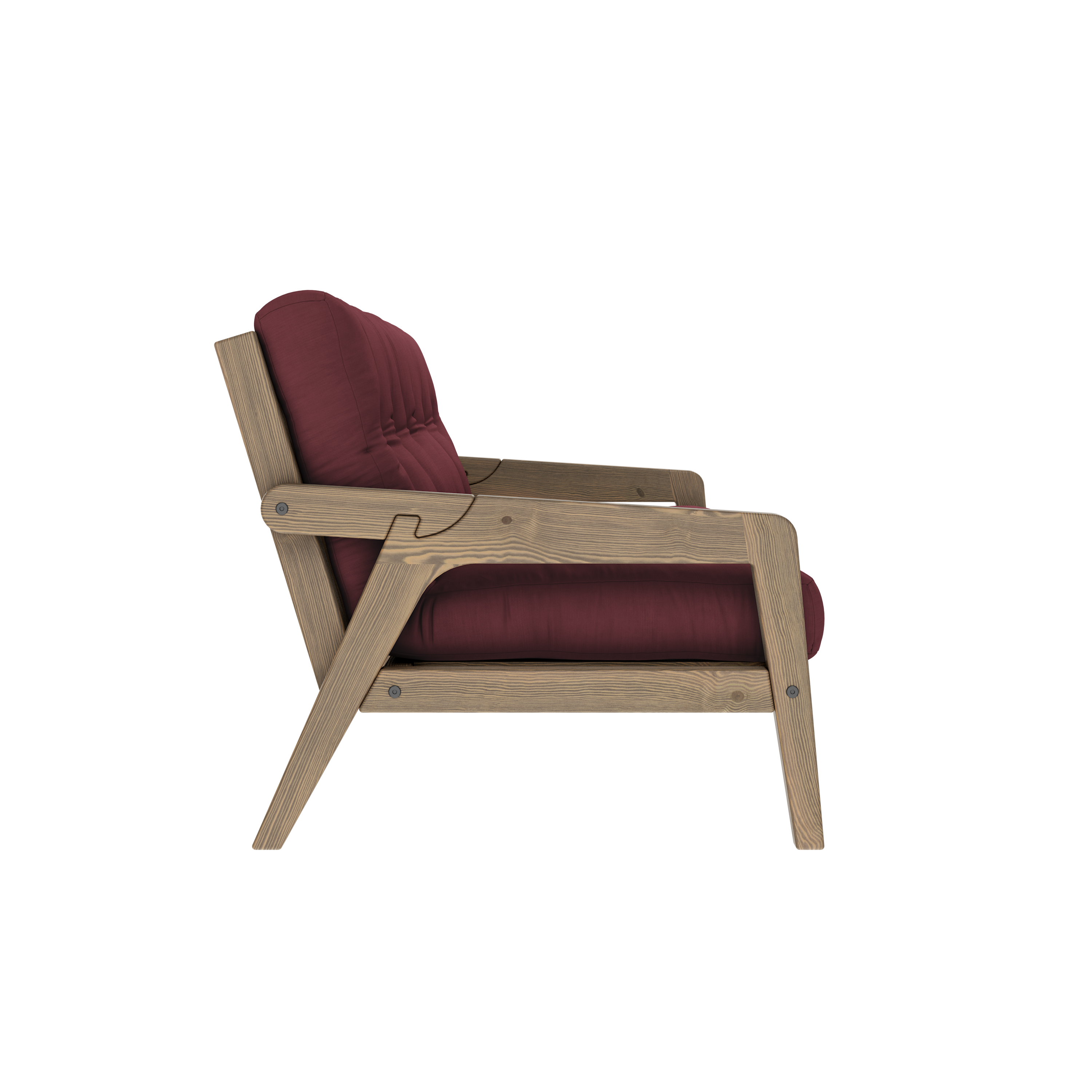 GRAB CAROB BROWN LACQUERED W. 5-LAYER MIXED MATTRESS BORDEAUX