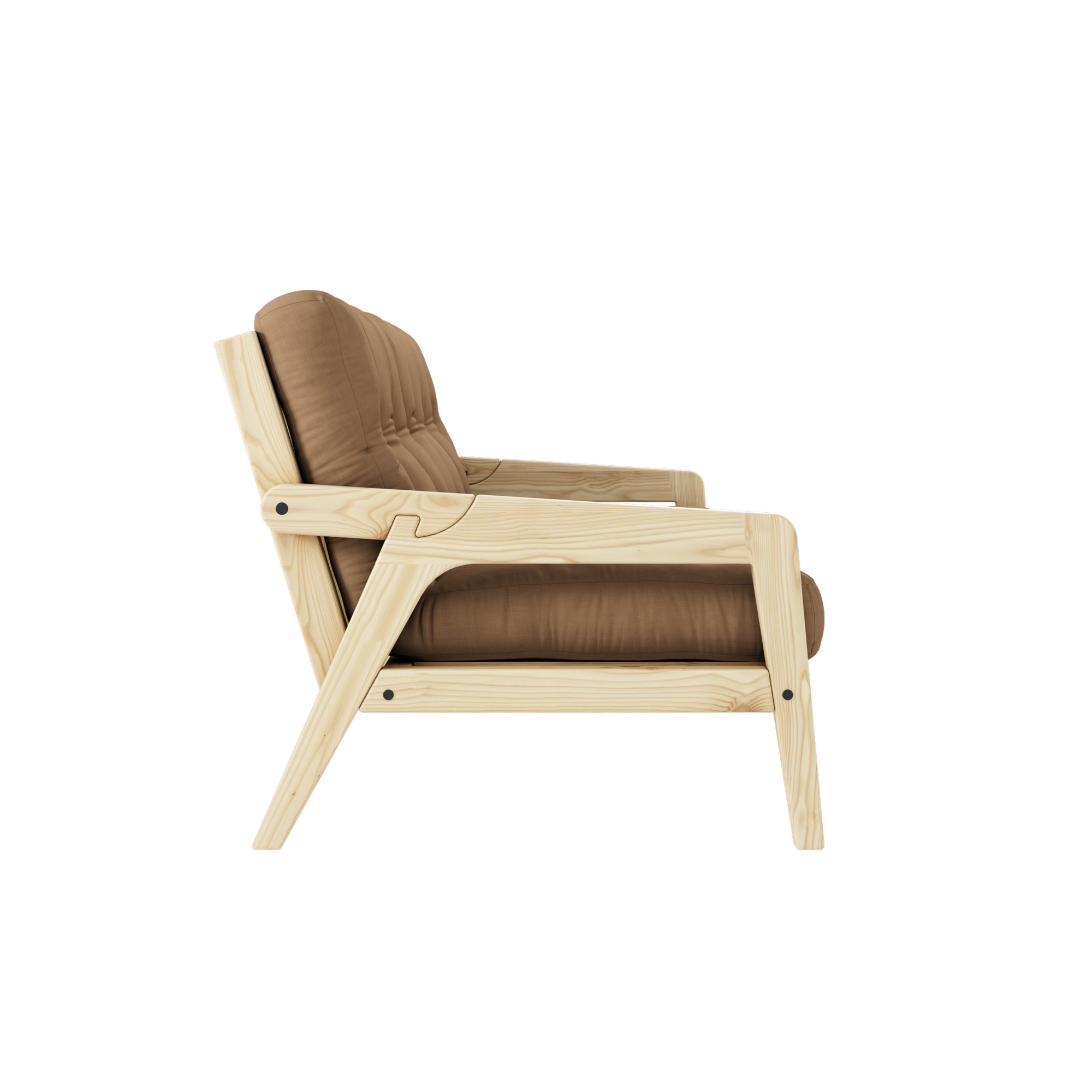 GRAB CLEAR LACQUERED W. 5-LAYER MIXED MATTRESS MOCCA