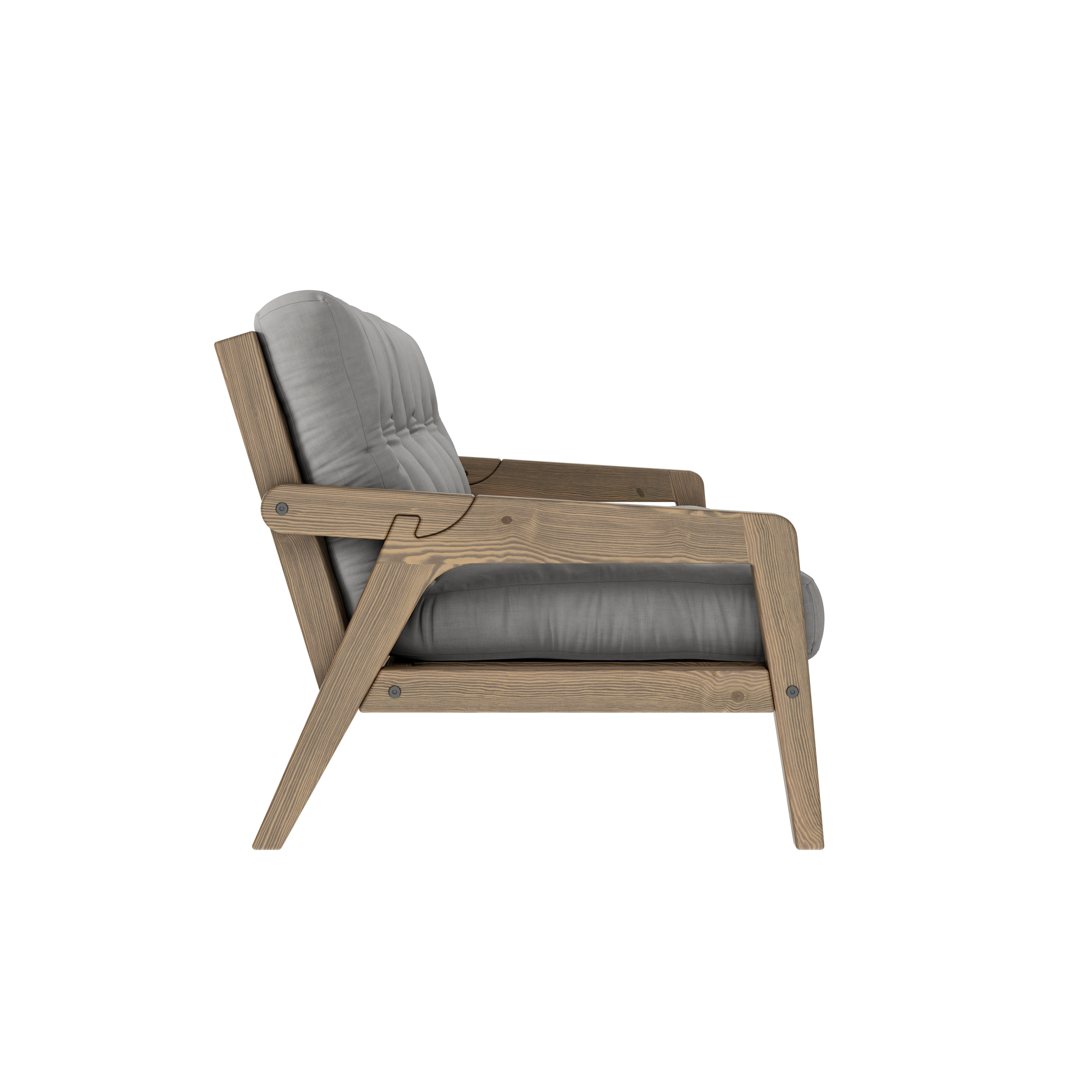 GRAB CAROB BROWN LACQUERED W. 5-LAYER MIXED MATTRESS GREY