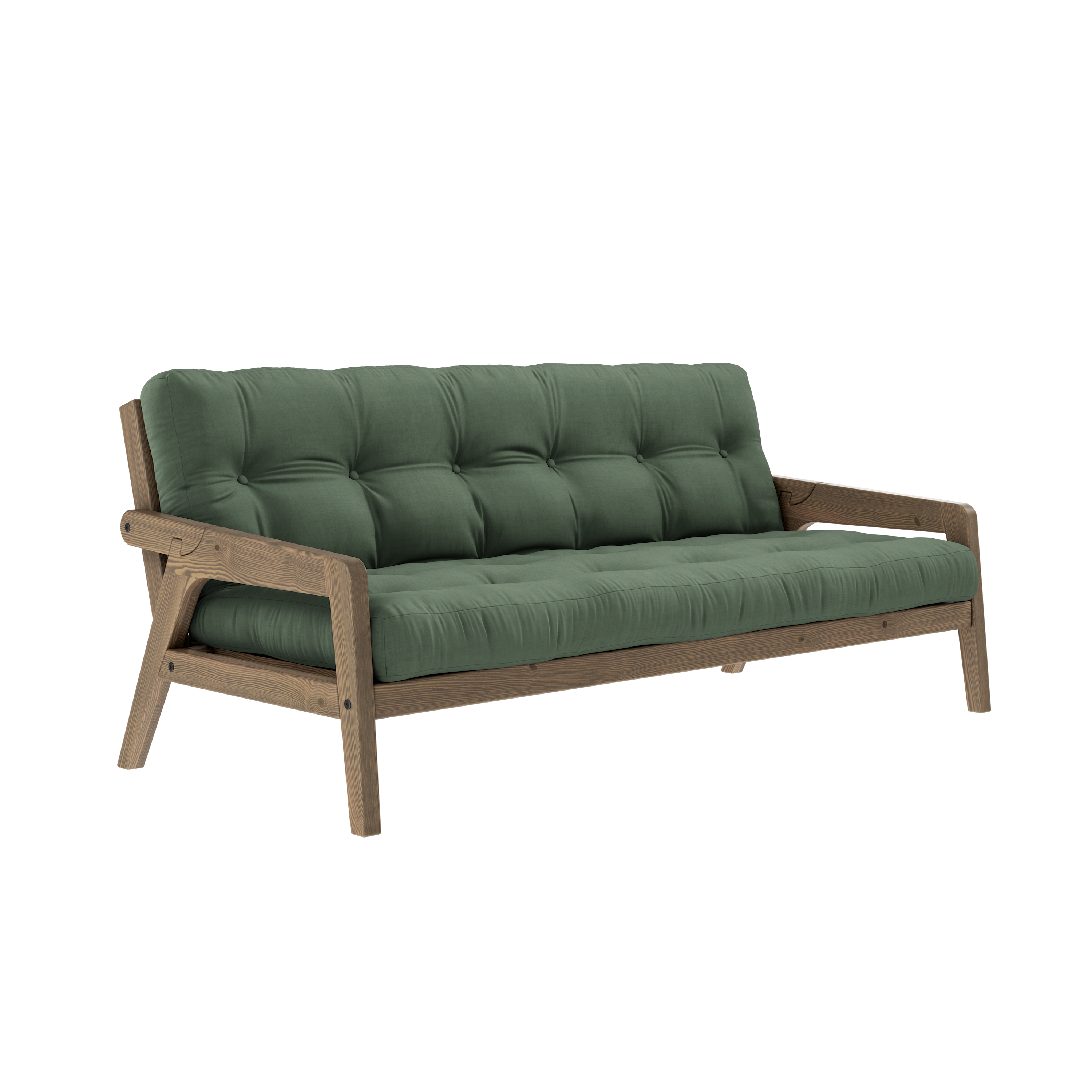 GRAB CAROB BROWN LACQUERED W. 5-LAYER MIXED MATTRESS OLIVE GREEN