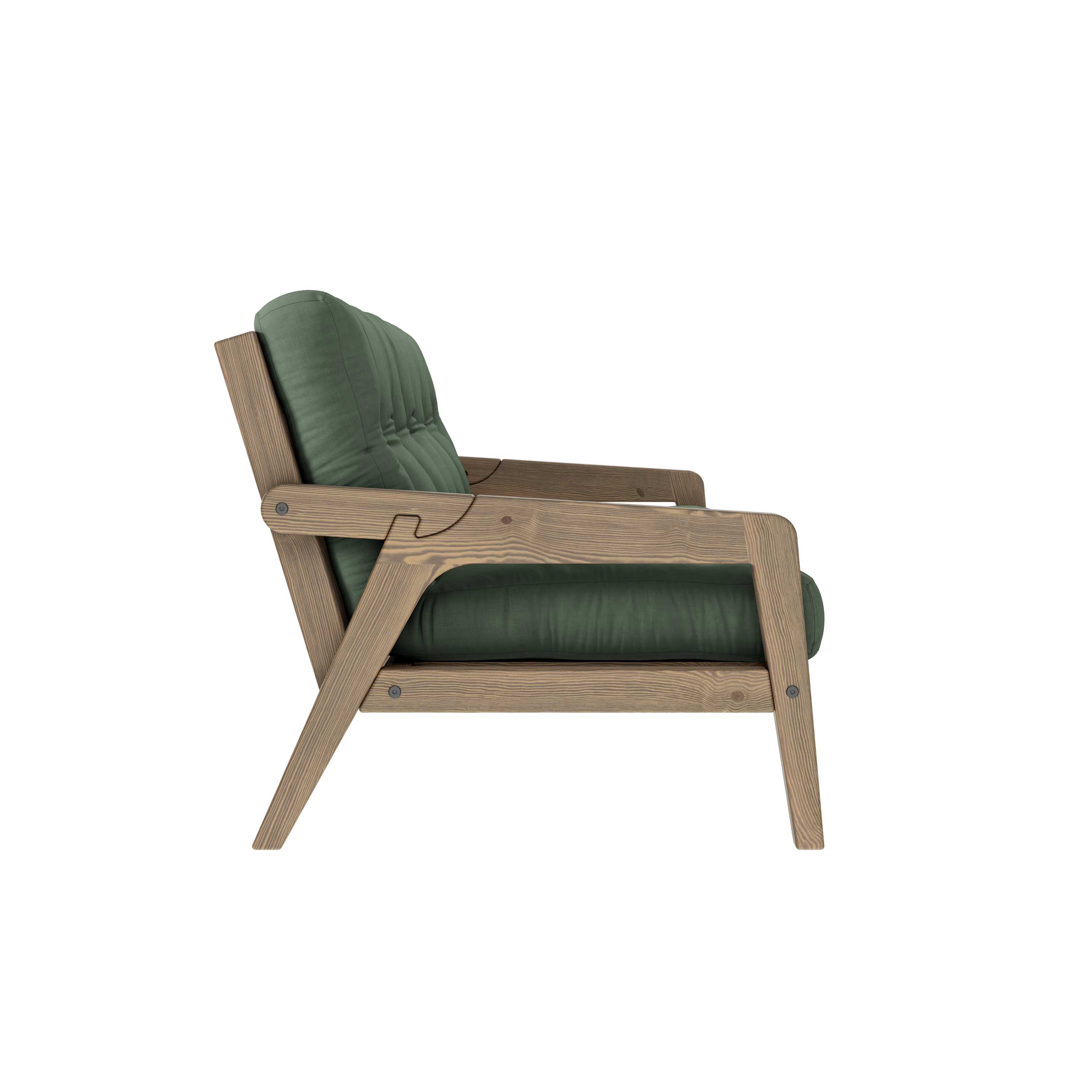 GRAB CAROB BROWN LACQUERED W. 5-LAYER MIXED MATTRESS OLIVE GREEN