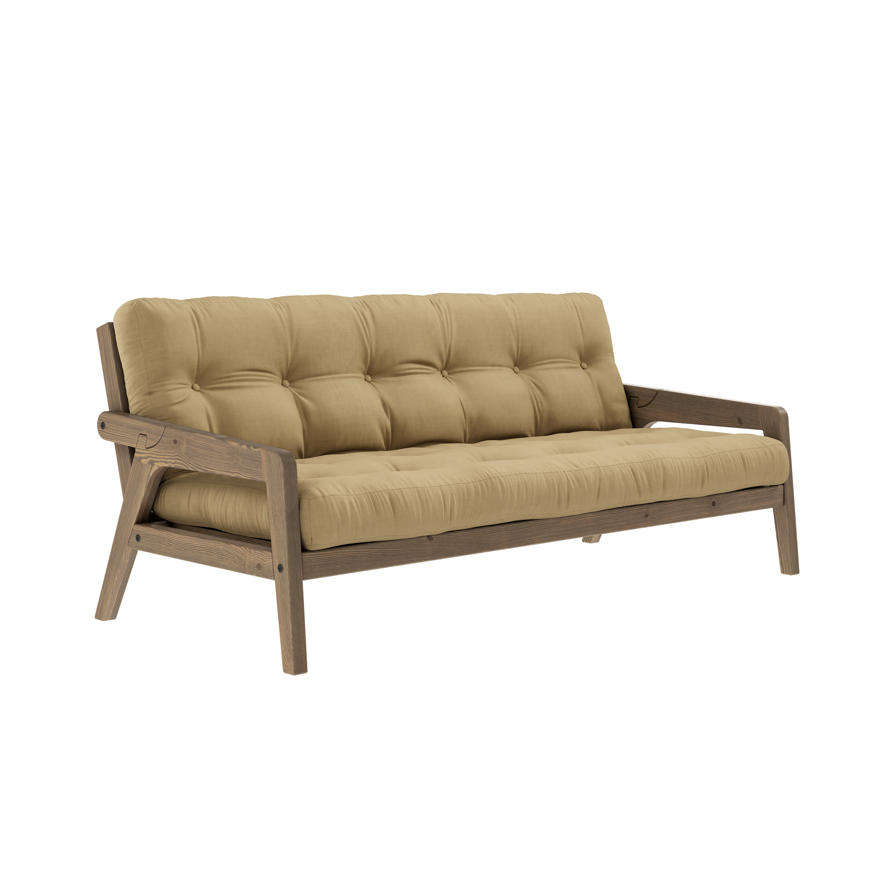 GRAB CAROB BROWN LACQUERED W. 5-LAYER MIXED MATTRESS WHEAT BEIGE