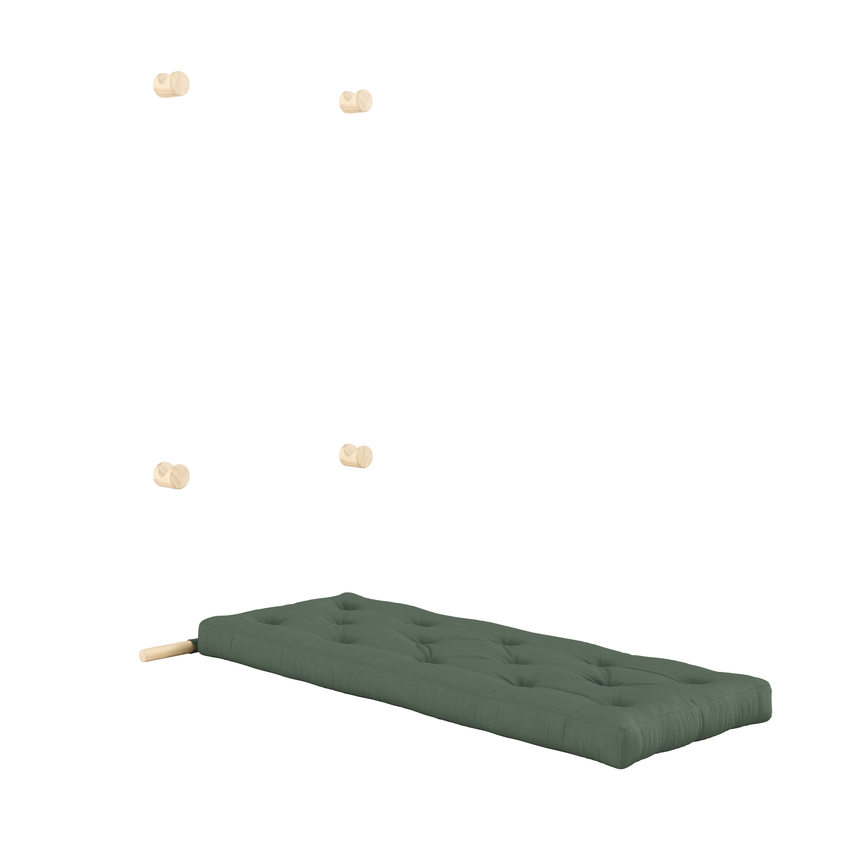 HOOKED RAW 75 x 200 W. BRAVO MATTRESS OLIVE GREEN