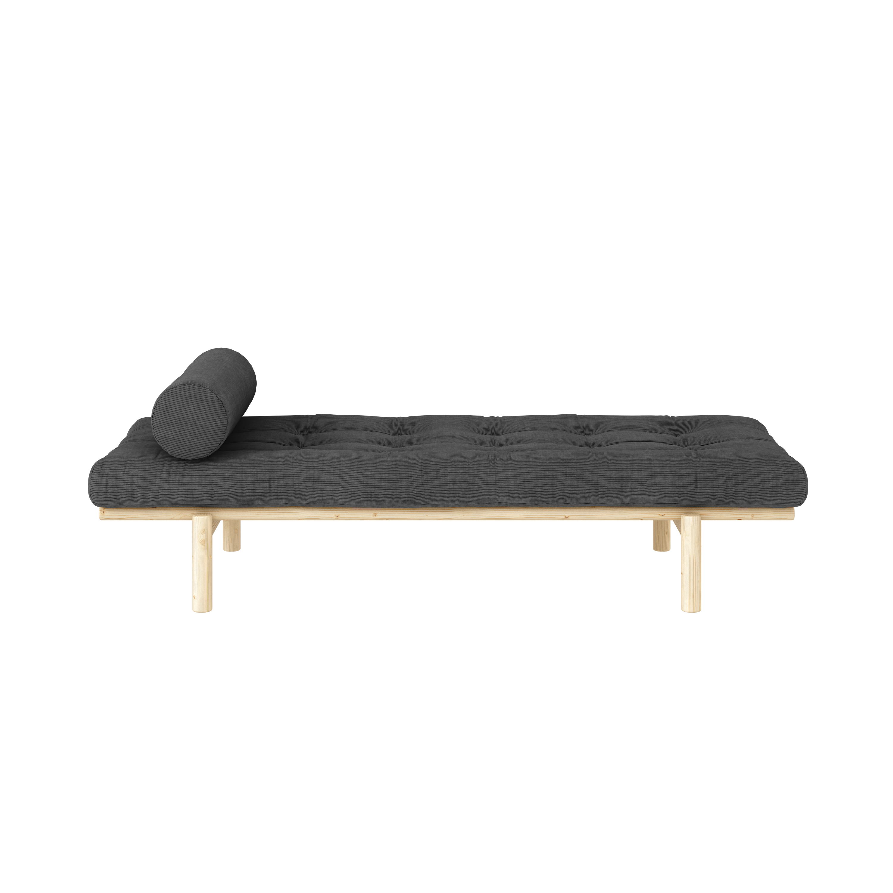 NEXT DAYBED CLEAR LACQUERED W. 4-LAYER MIXED MATTRESS CHARCOAL
