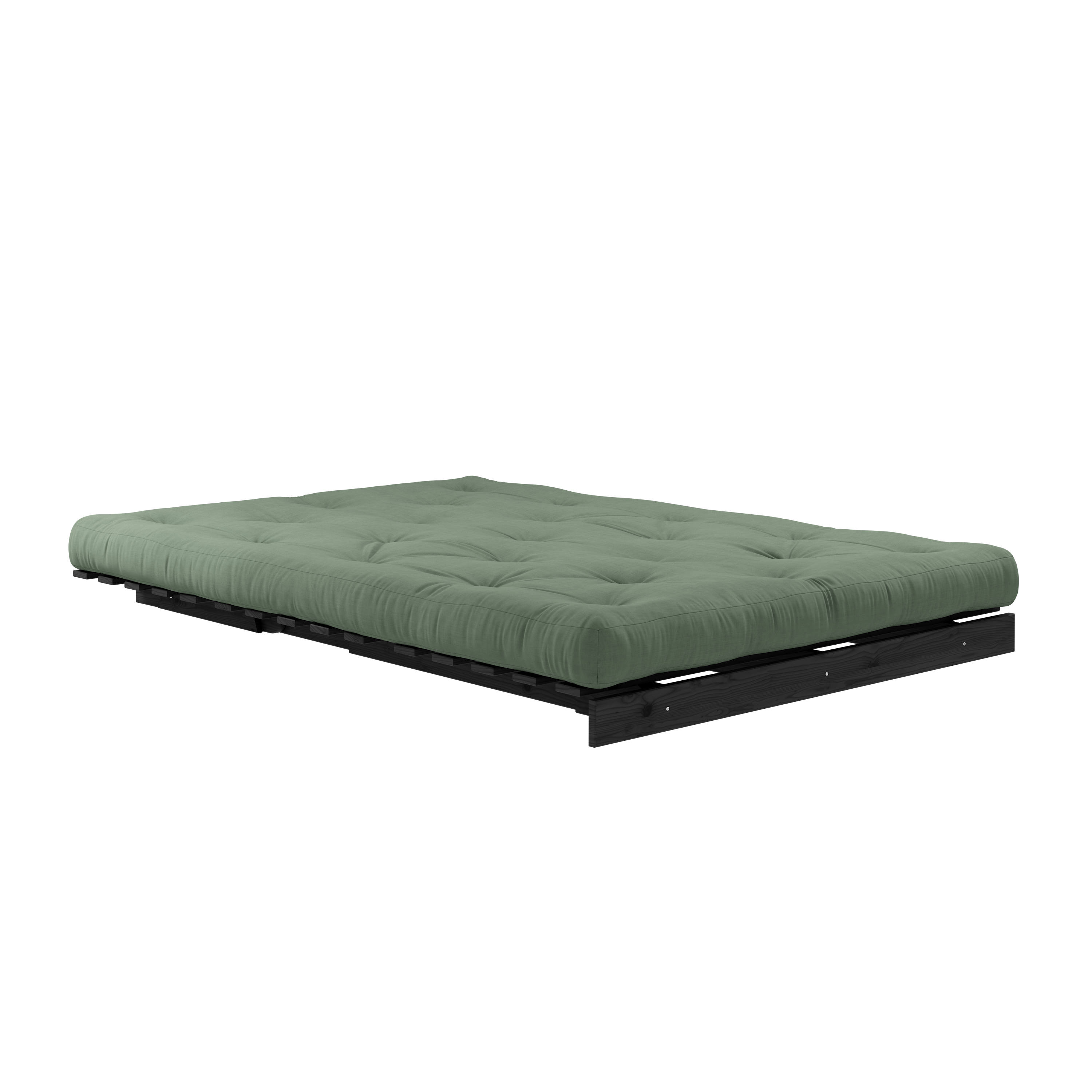 ROOTS BLACK NIGHT LACQUERED 140 X 200 W. ROOTS MATTRESS OLIVE GREEN