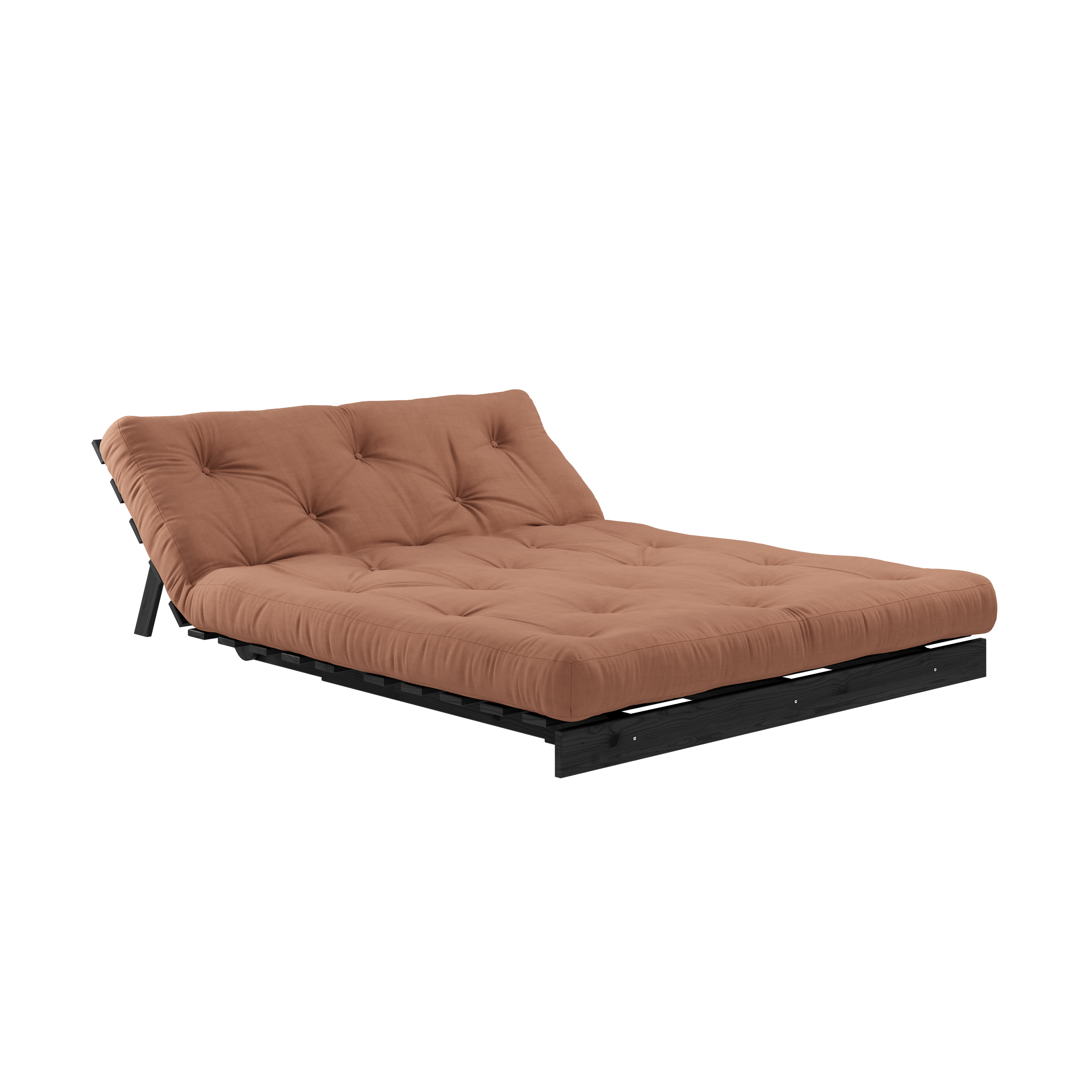 ROOTS BLACK NIGHT LACQUERED 140 X 200 W. ROOTS MATTRESS CLAY BROWN