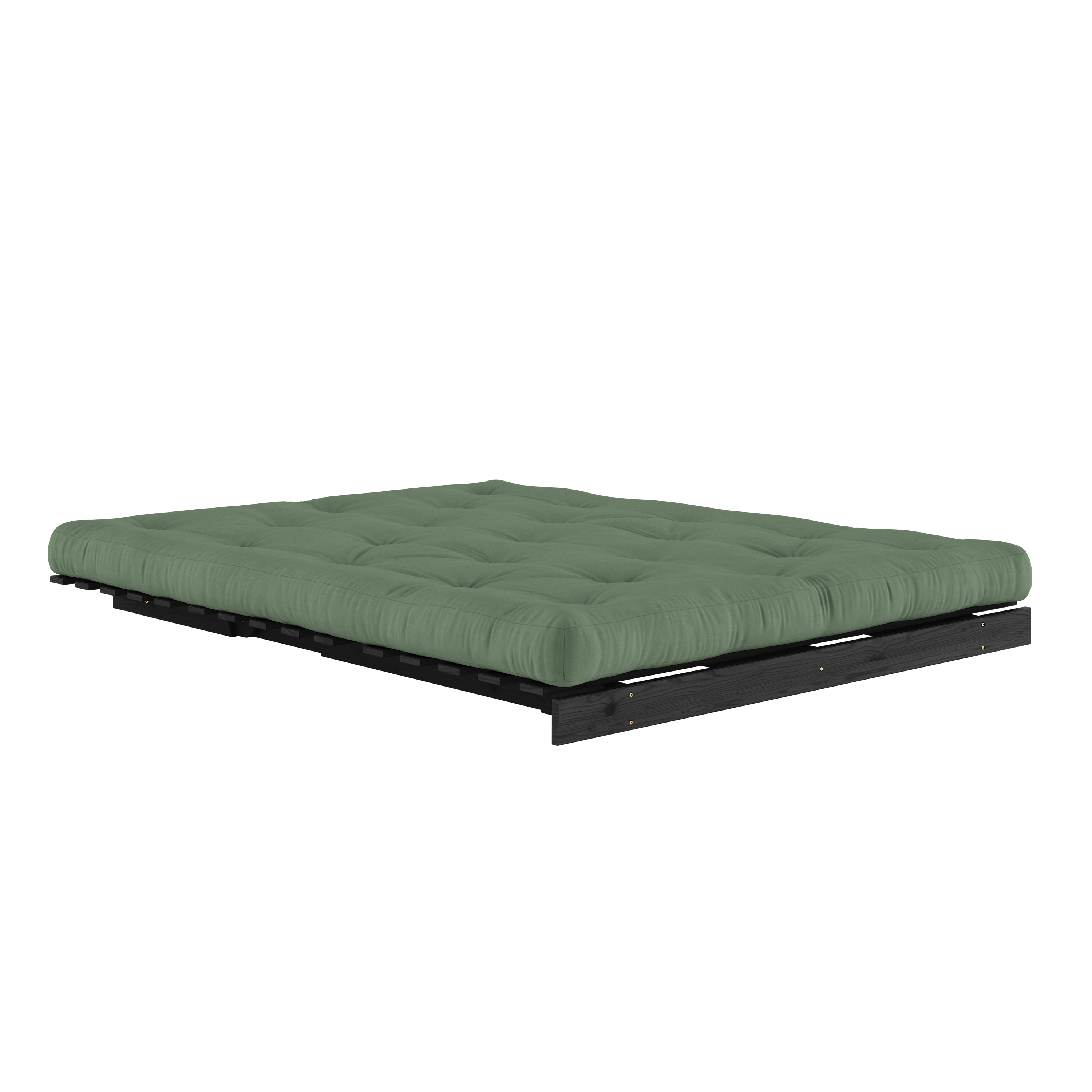 ROOTS BLACK NIGHT LACQUERED 160 X 200 W. ROOTS MATTRESS OLIVE GREEN