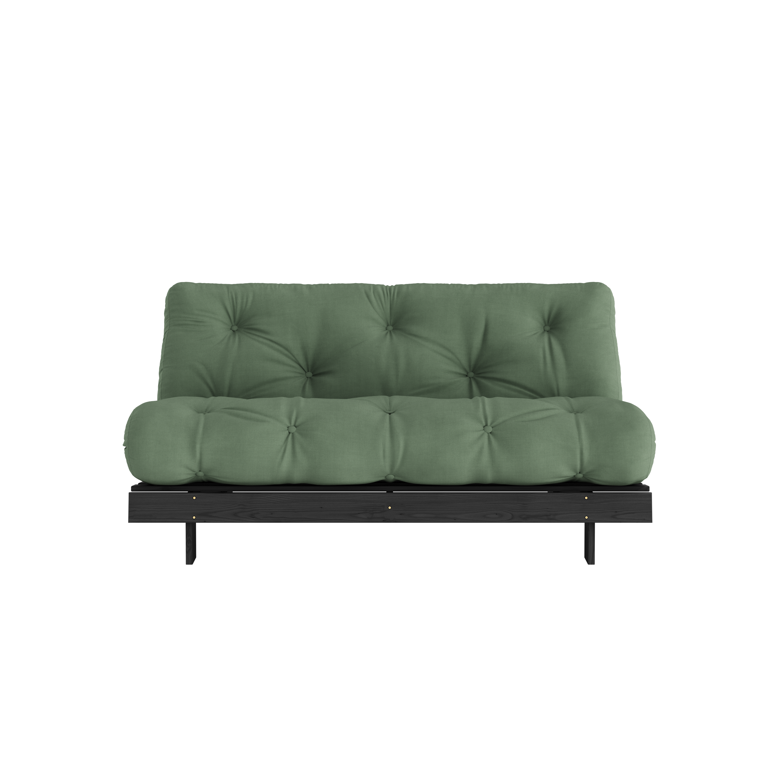 ROOTS BLACK NIGHT LACQUERED 160 X 200 W. ROOTS MATTRESS OLIVE GREEN