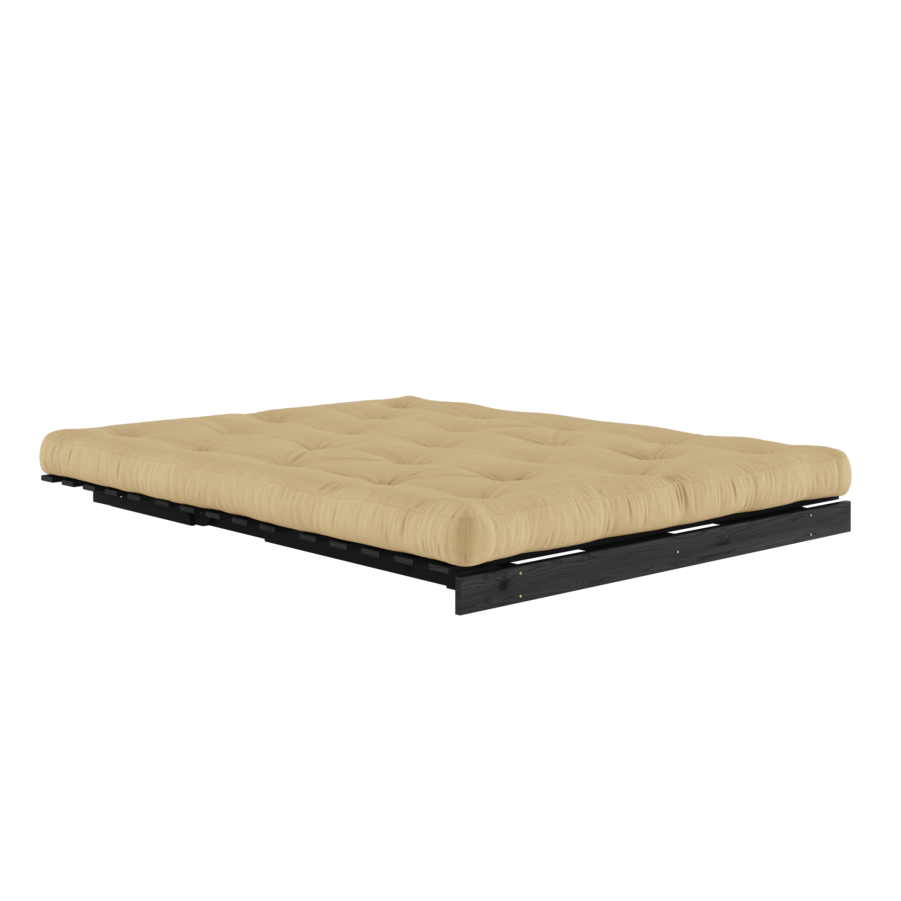 ROOTS BLACK NIGHT LACQUERED 160 X 200 W. ROOTS MATTRESS WHEAT BEIGE