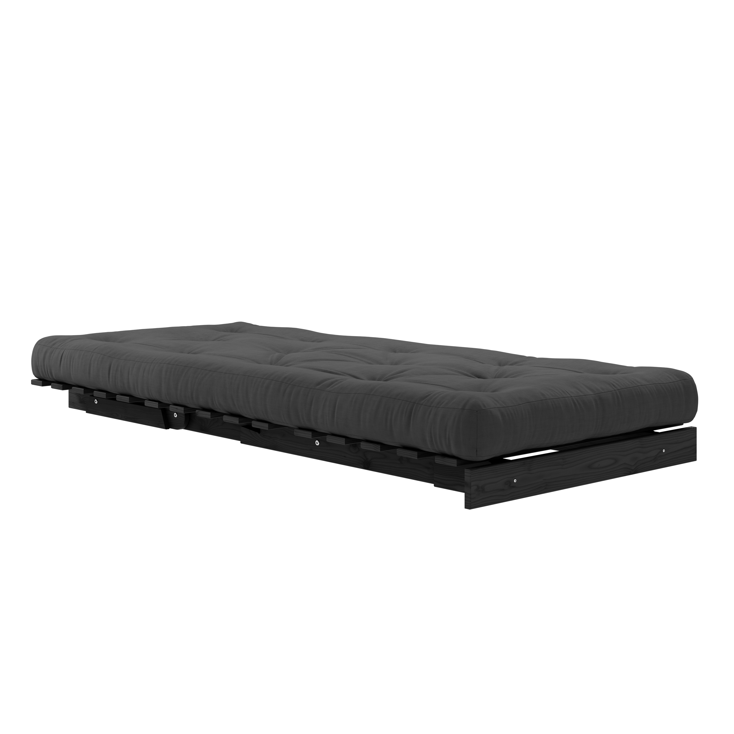 ROOTS BLACK NIGHT LACQUERED 90 X 200 W. ROOTS MATTRESS DARK GREY 90 X 200