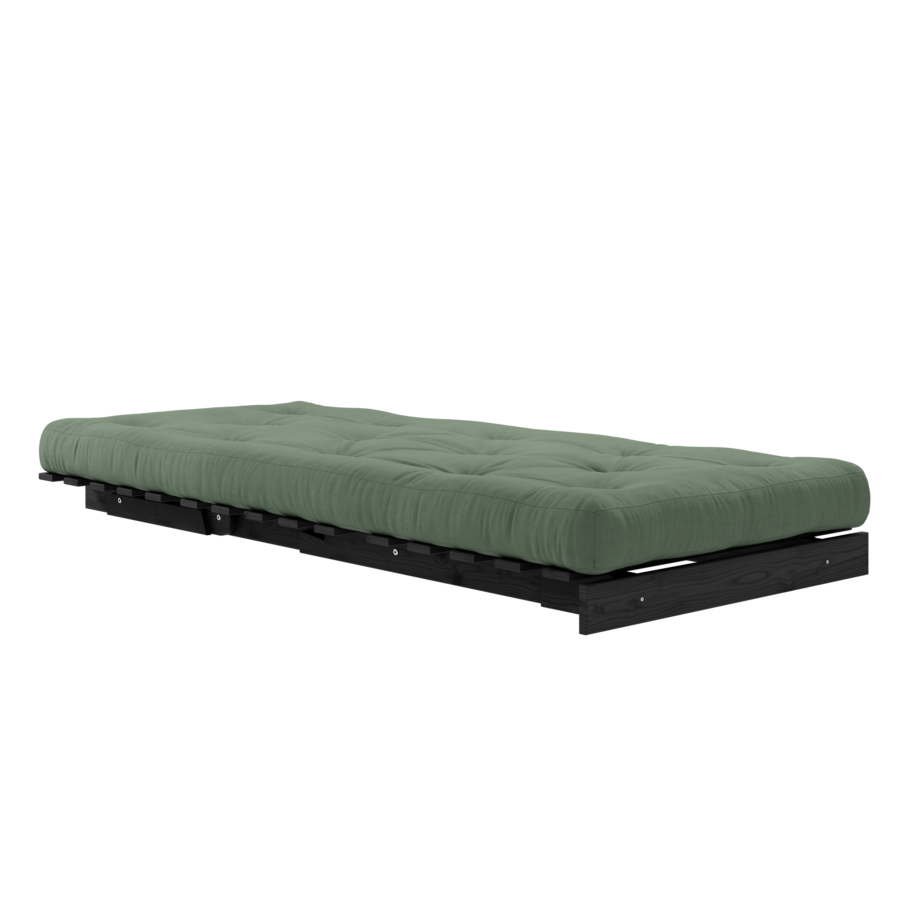 ROOTS BLACK NIGHT LACQUERED 90 X 200 W. ROOTS MATTRESS OLIVE GREEN 90 X 200