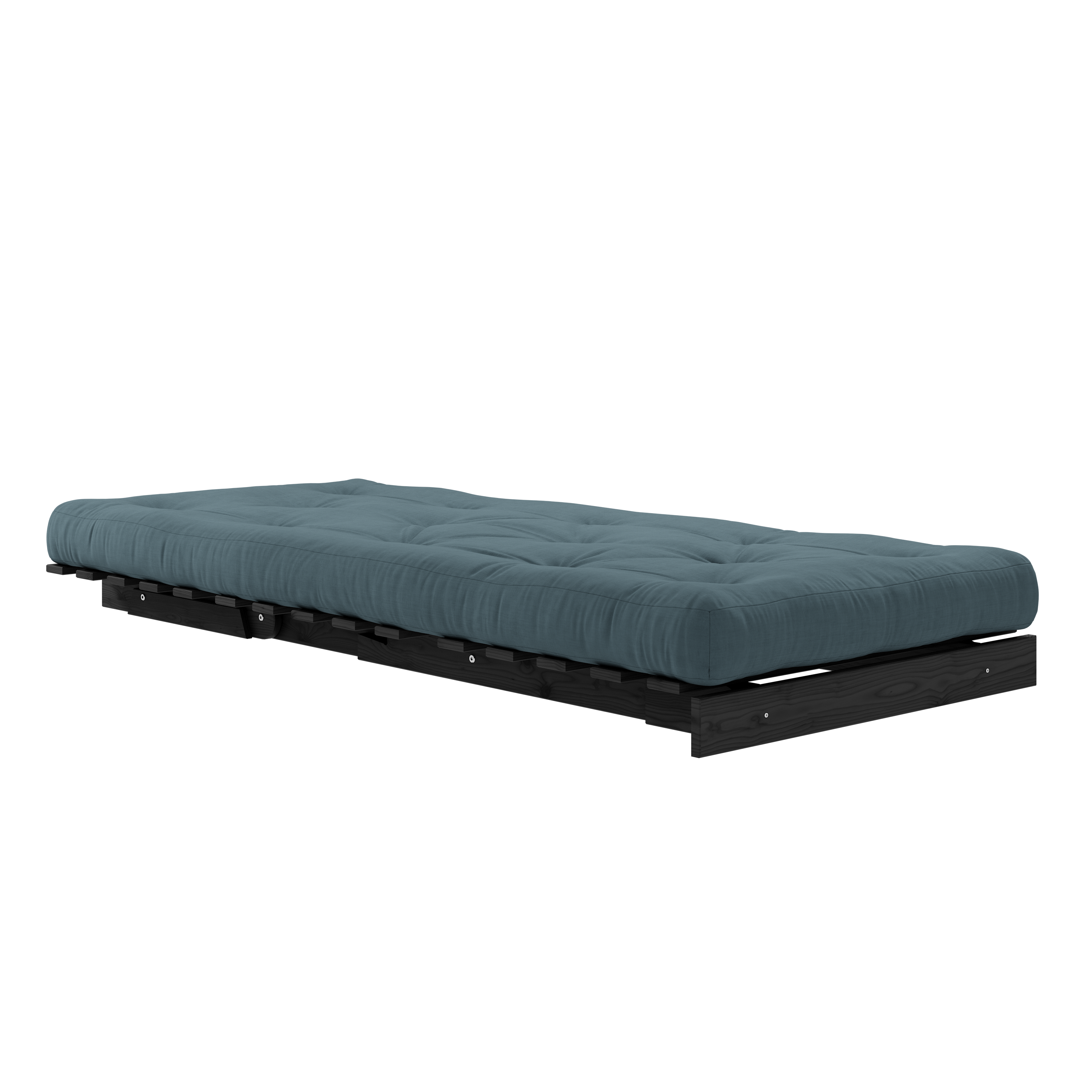 ROOTS BLACK NIGHT LACQUERED 90 X 200 W. ROOTS MATTRESS PETROL BLUE 90 X 200