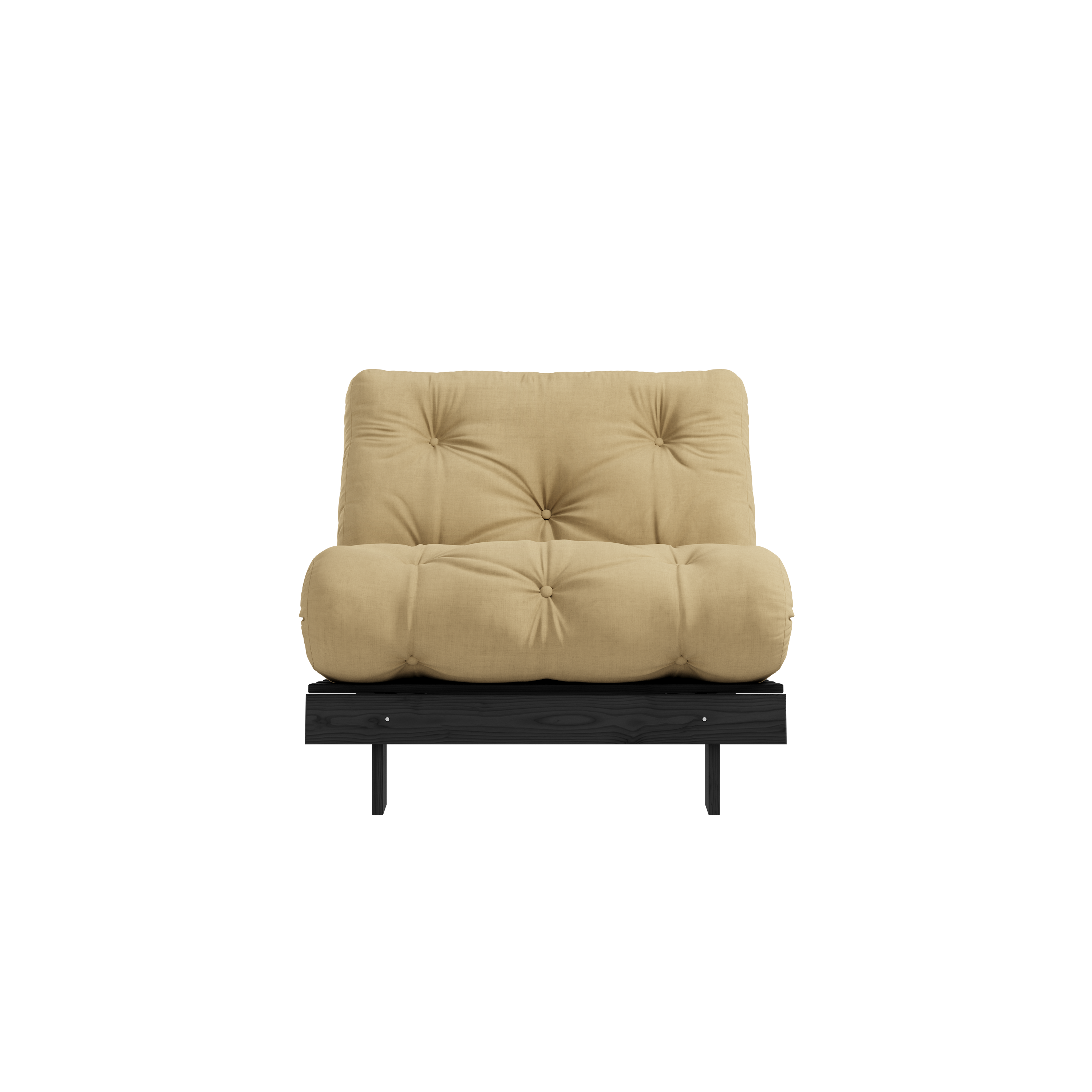 ROOTS BLACK NIGHT LACQUERED 90 X 200 W. ROOTS MATTRESS WHEAT BEIGE 90 X 200