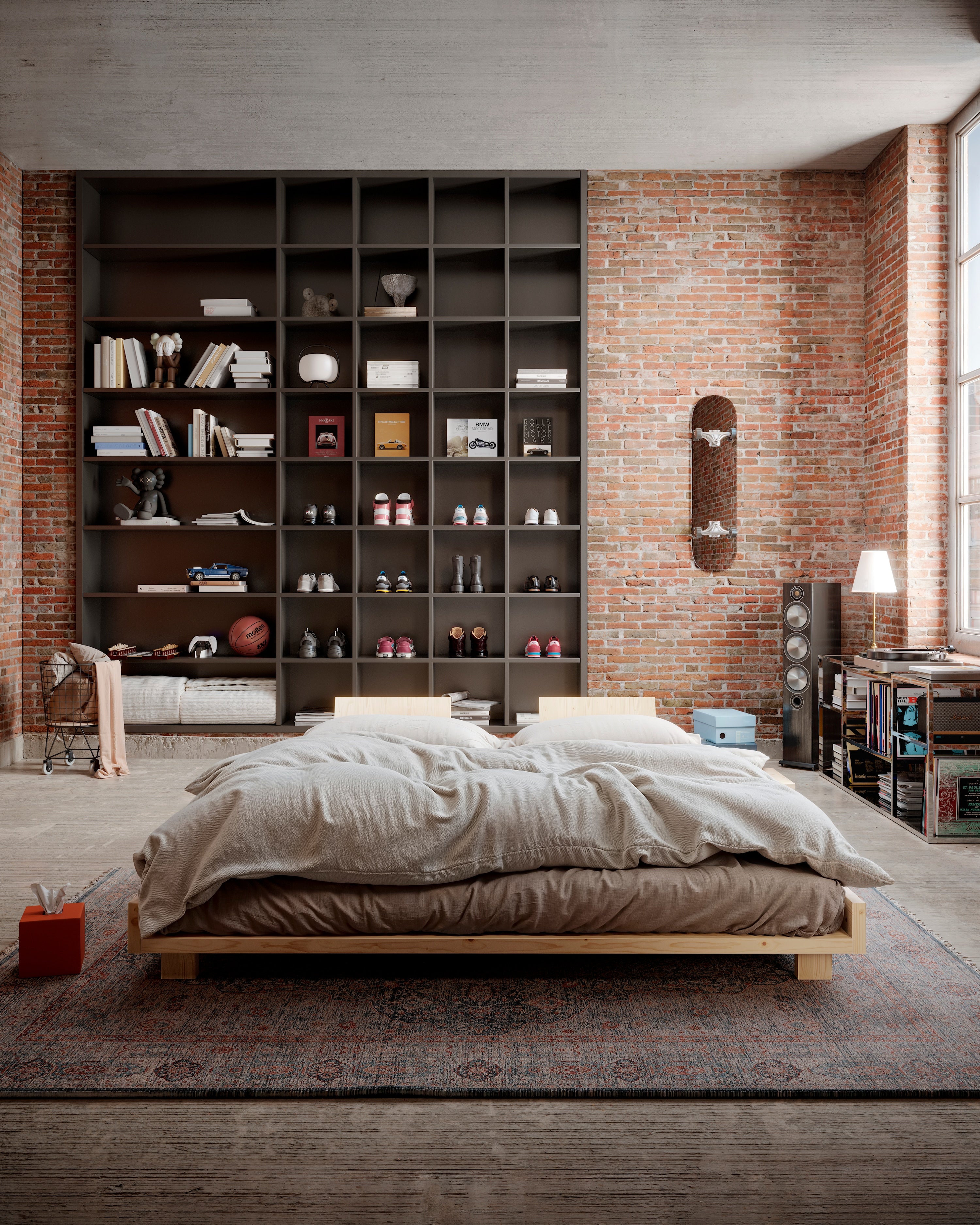 SOCIAL SOFA BED CLEAR LAC 140 X 200 W. 4 PCS BACK RESTS AND 2 PCS SIDE TABLES W. FRESH MATTRESS BEIGE