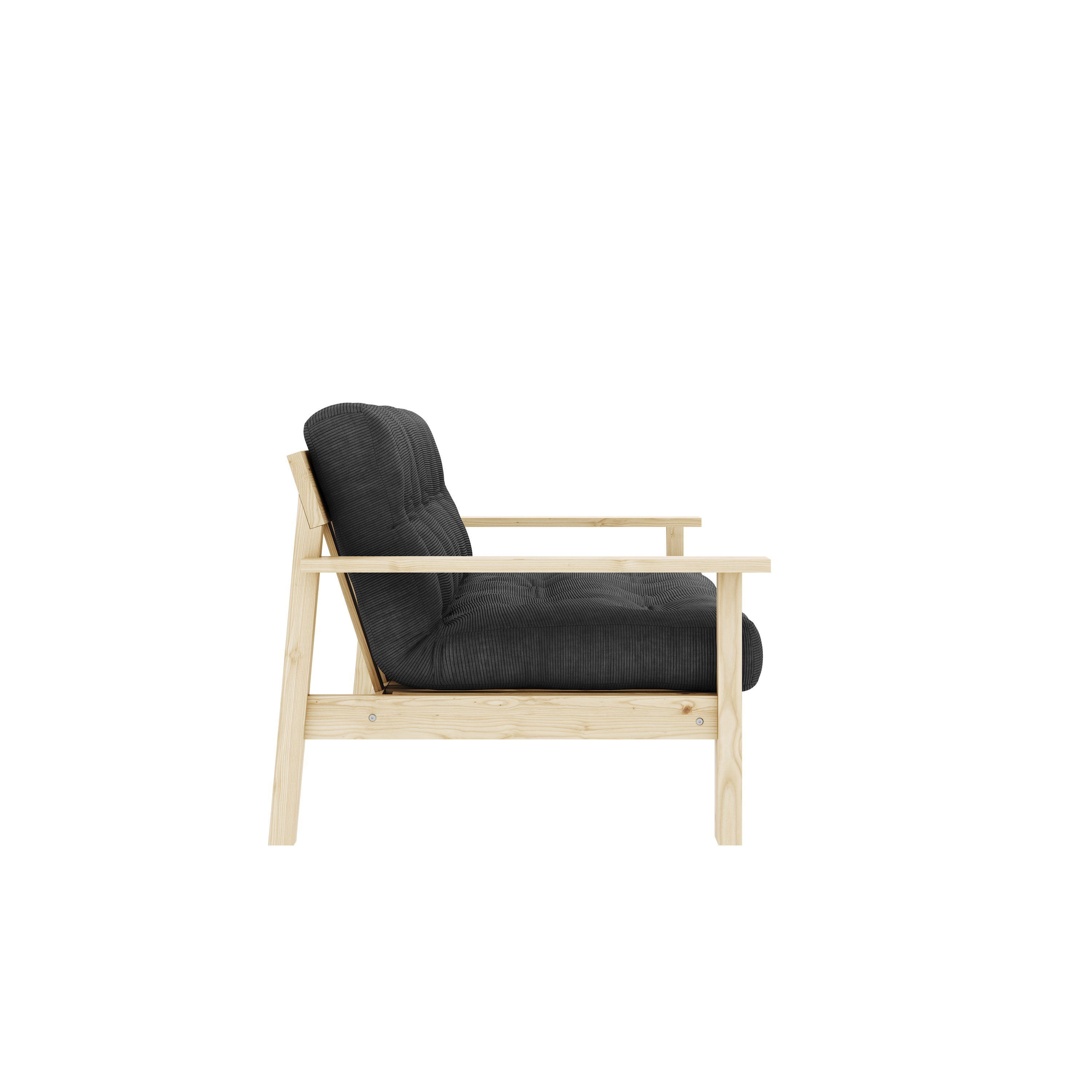 UNWIND CLEAR LACQUERED W. 5-LAYER MIXED MATTRESS CHARCOAL