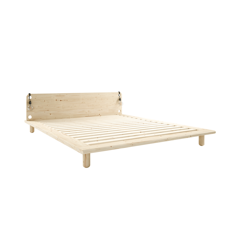 PEEK BED CLEAR LACQUERED 160 X 200 W. 2 BED LAMPS