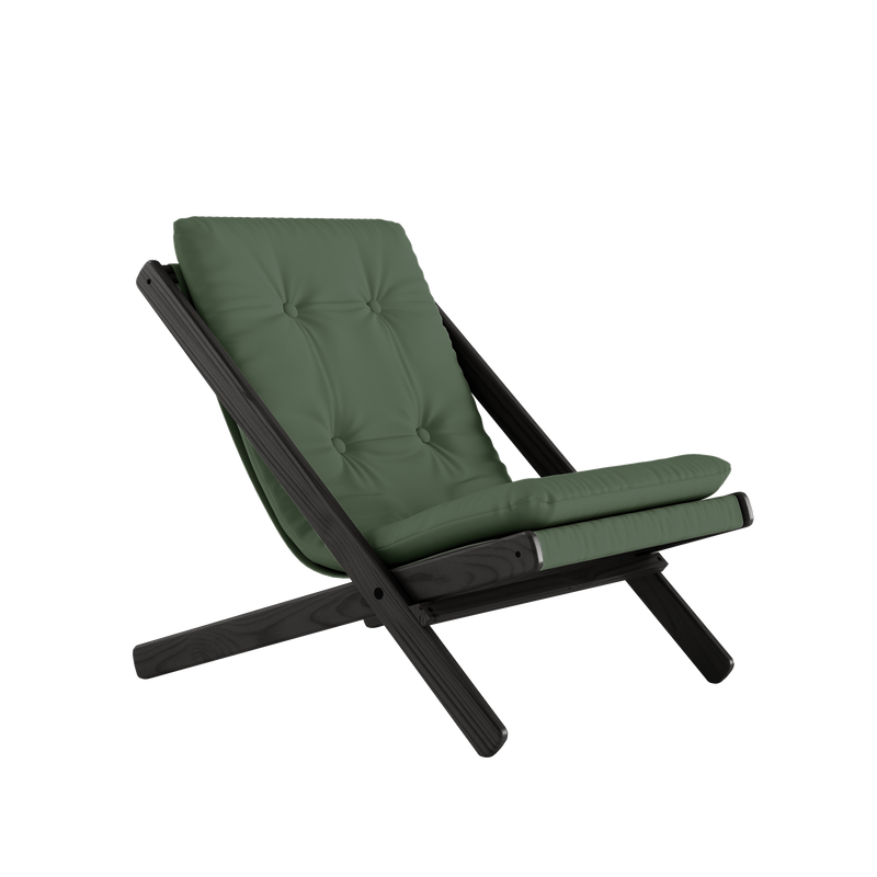 BOOGIE BLACK LACQUERED BEECH W. BOOGIE MATTRESS OLIVE GREEN