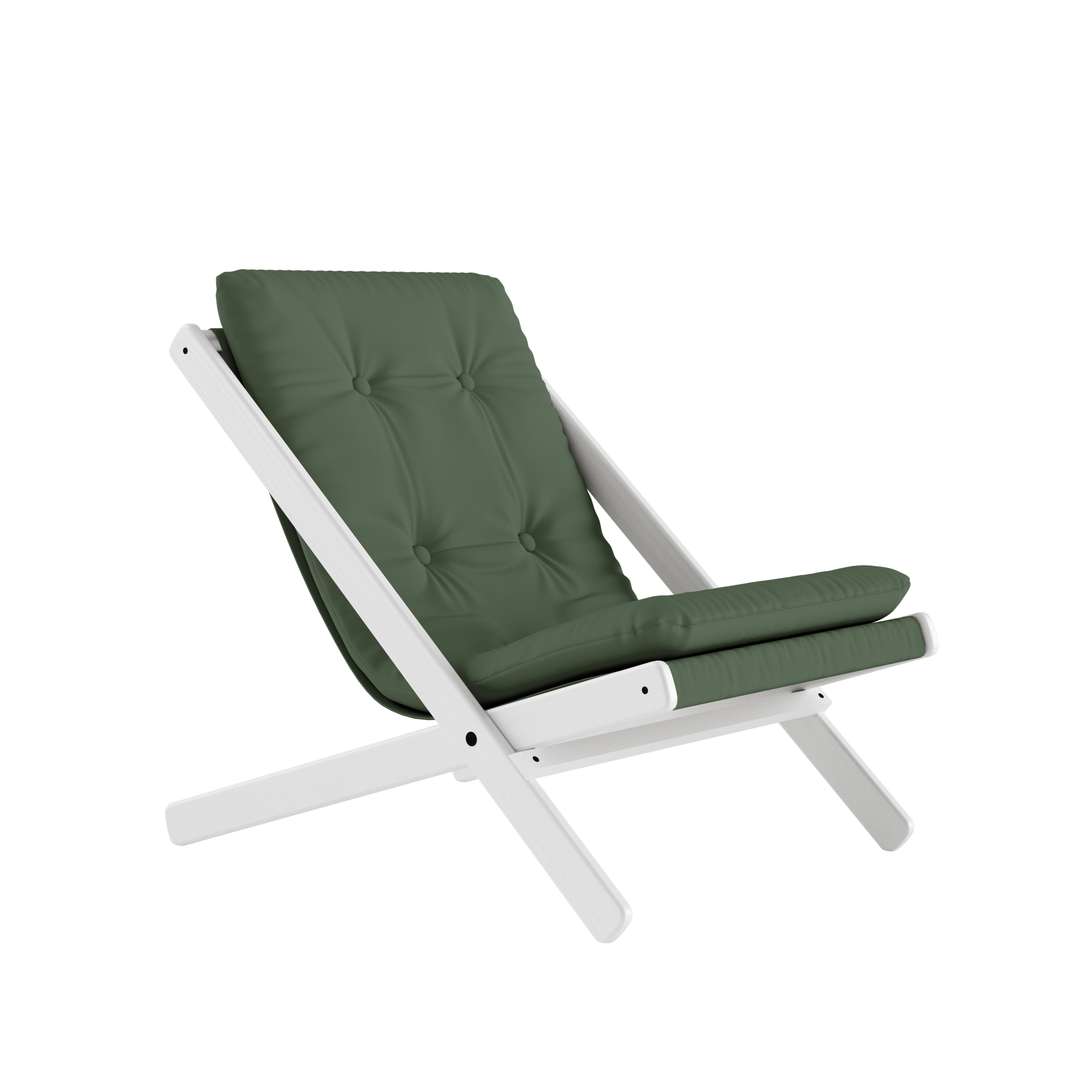 BOOGIE WHITE LACQUERED BEECH W. BOOGIE MATTRESS OLIVE GREEN