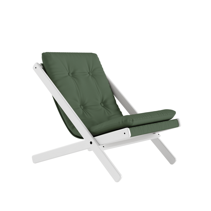 BOOGIE WHITE LACQUERED BEECH W. BOOGIE MATTRESS OLIVE GREEN