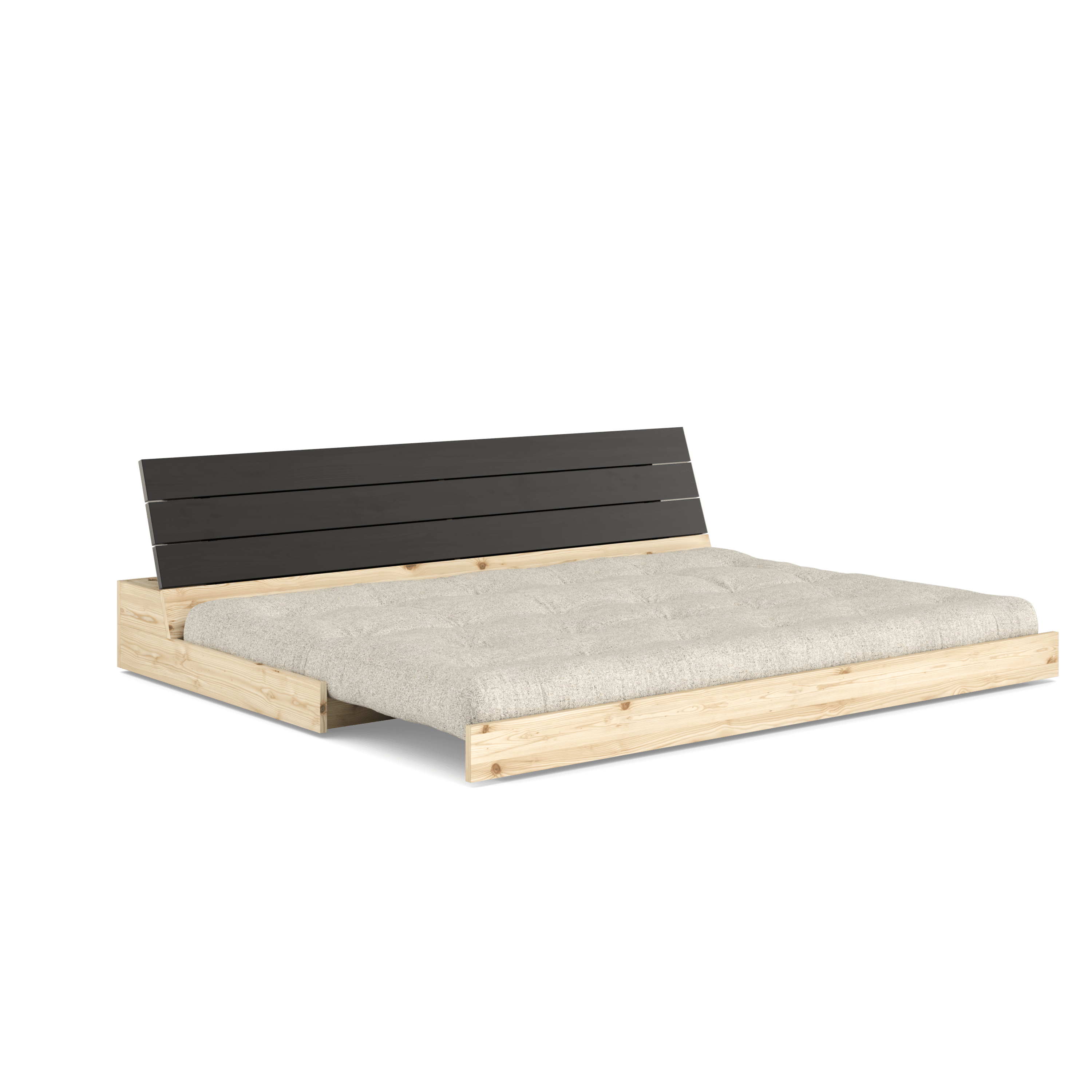 BASE BLACK NIGHT LACQUERED W. 5-LAYER MIXED MATTRESS SOFT CHALK