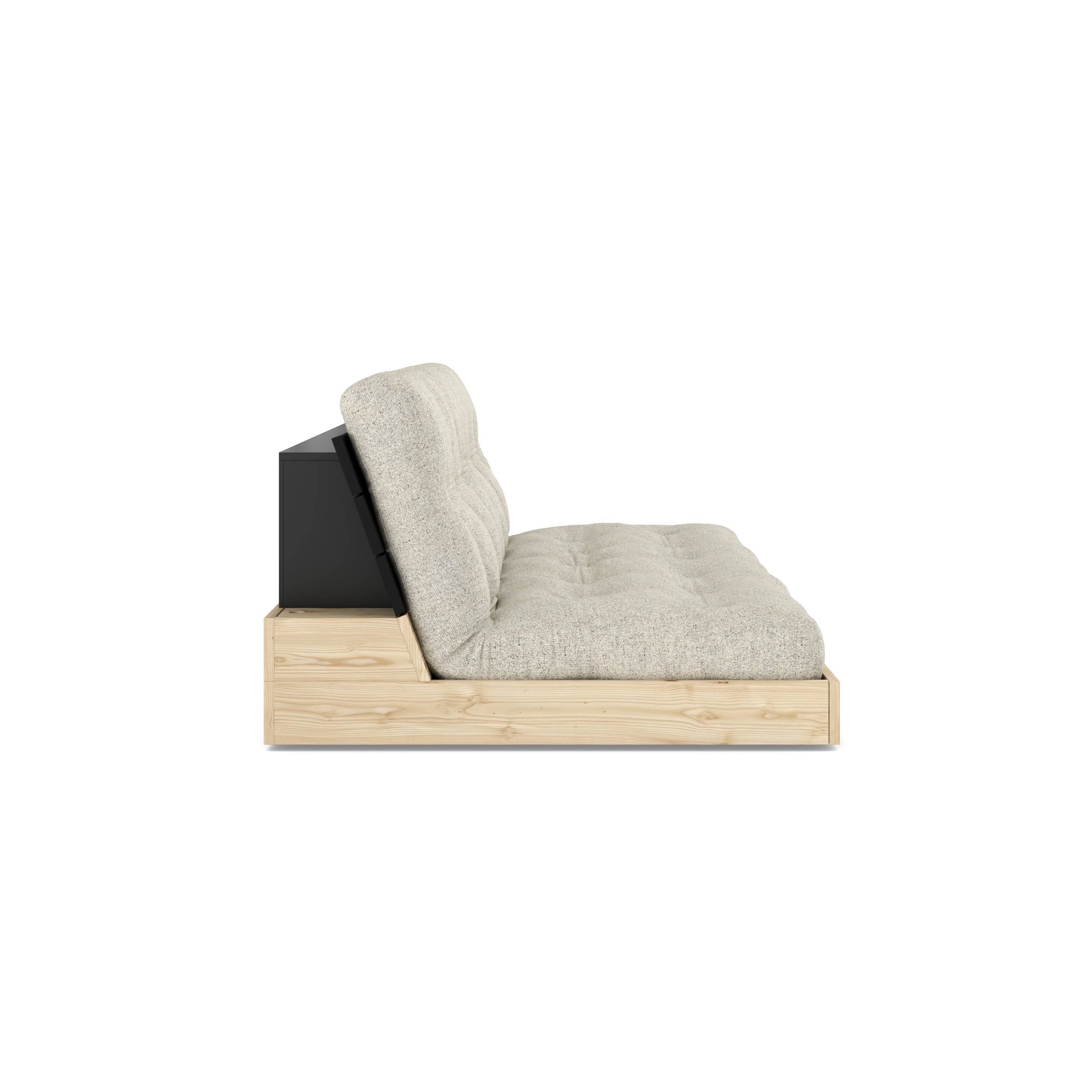 BASE BLACK NIGHT LACQUERED W. 5-LAYER MIXED MATTRESS SOFT CHALK