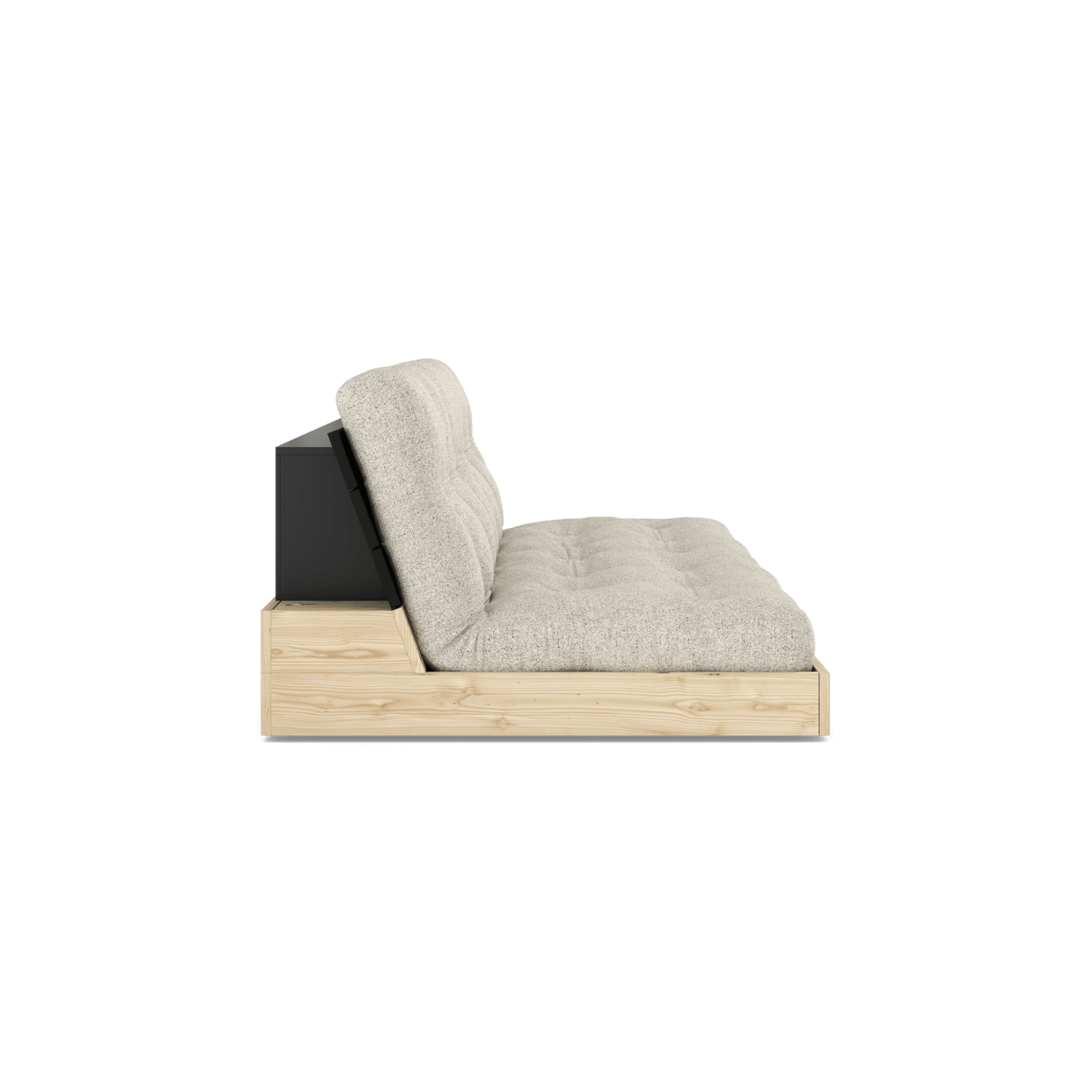 BASE BLACK NIGHT LACQUERED W. 5-LAYER MIXED MATTRESS SOFT CHALK