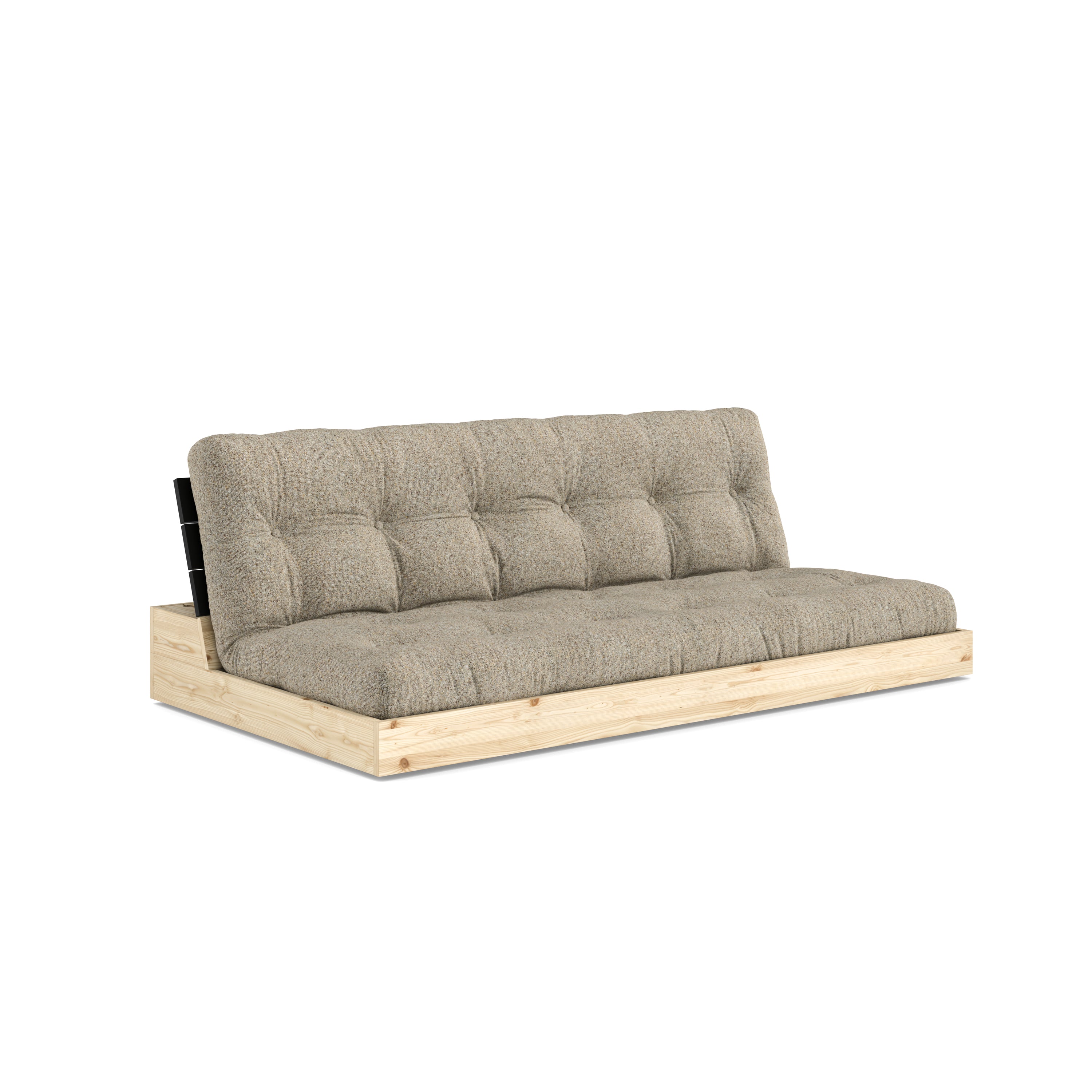 BASE BLACK NIGHT LACQUERED W. 5-LAYER MIXED MATTRESS WARM SAND