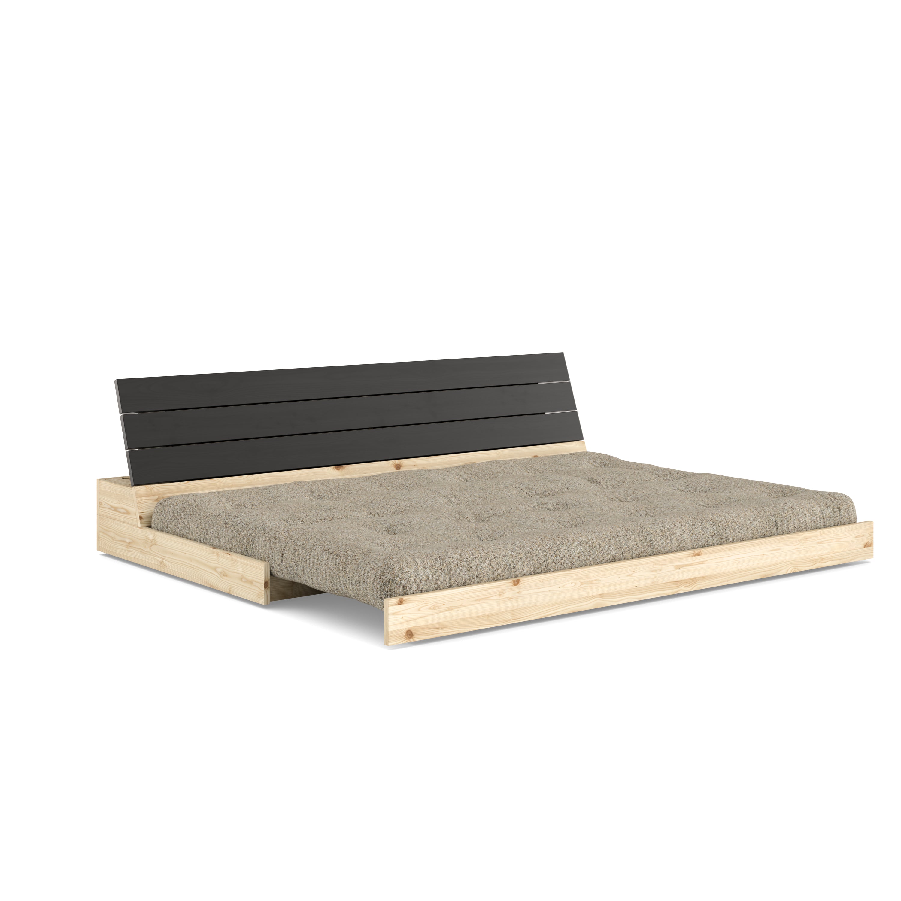 BASE BLACK NIGHT LACQUERED W. 5-LAYER MIXED MATTRESS WARM SAND
